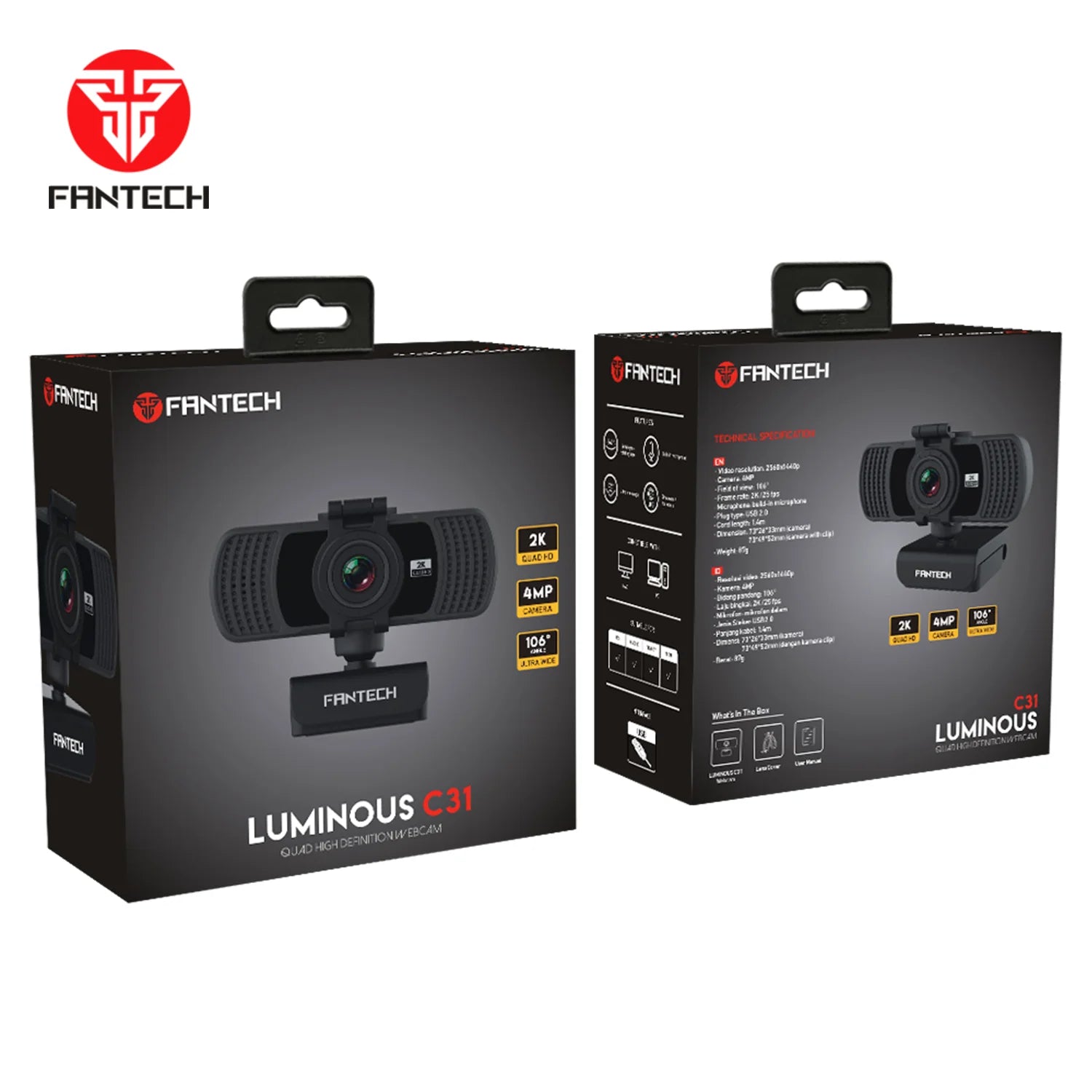 Fantech luminous c31 webcam for crystal clear 2k streaming - streaming