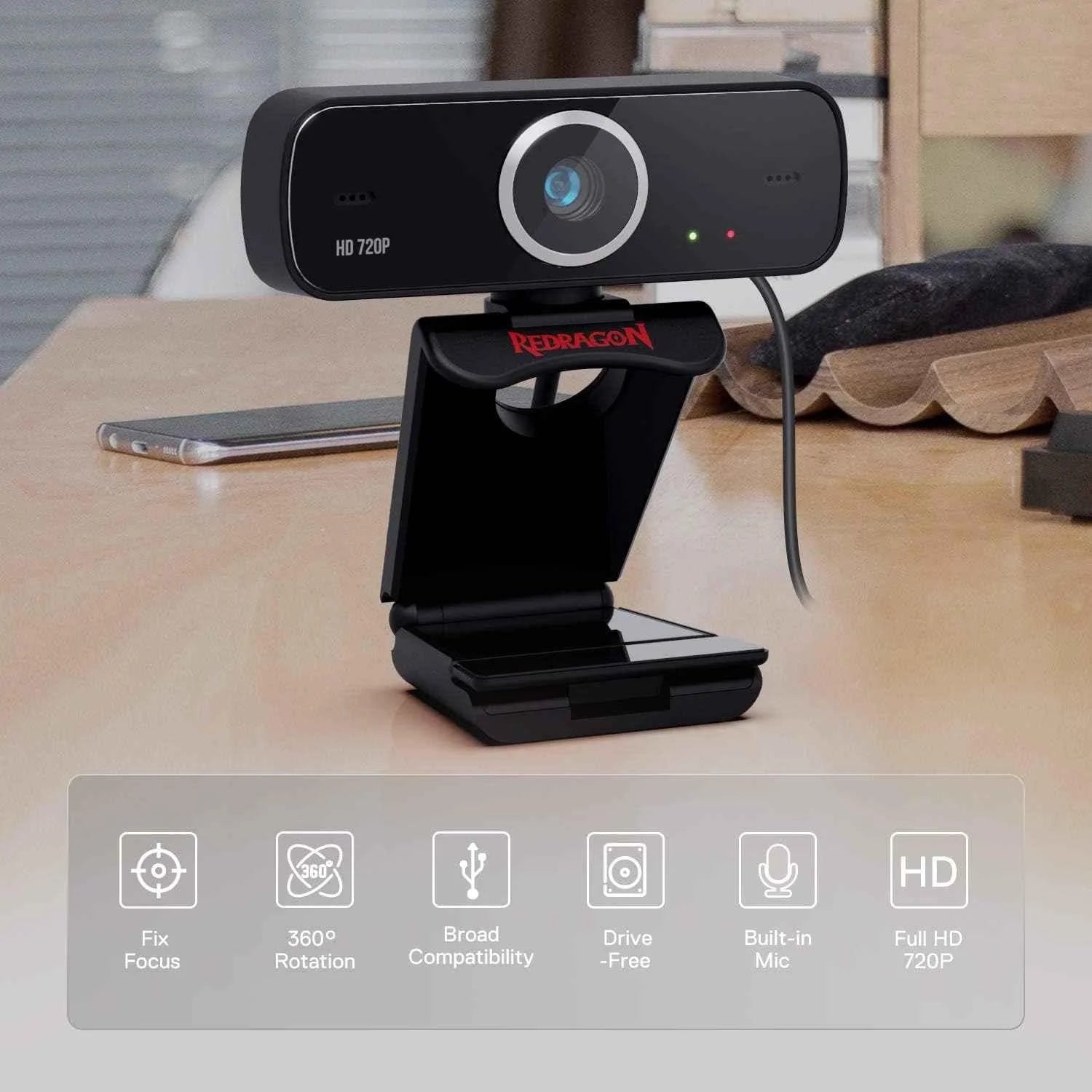 Redragon fobos 2 webcam gamer and streamer 720p gw600-1 black - streaming