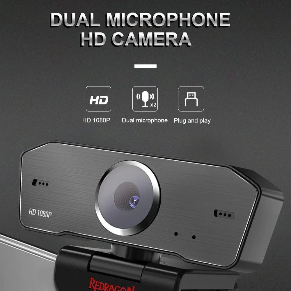 Redragon gw800 hitman 1080p webcam with built-in dual microphone - streaming
