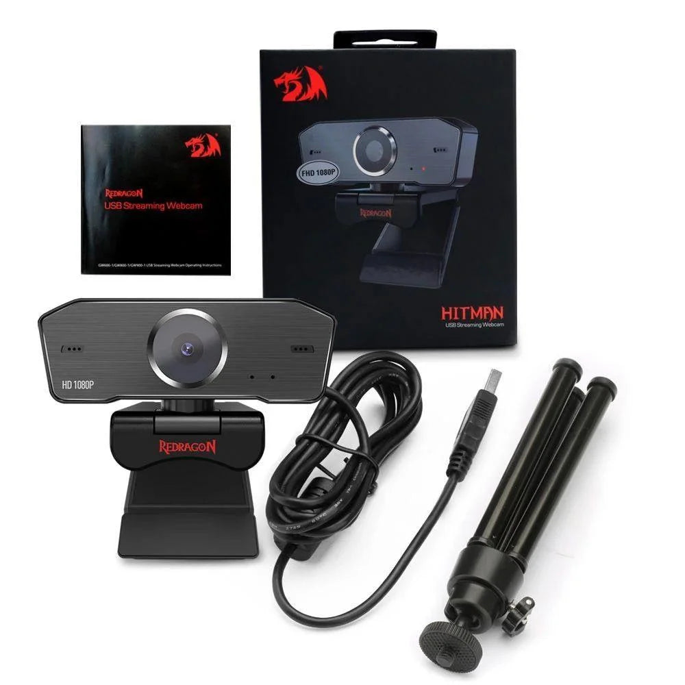 Redragon gw800 hitman 1080p webcam with built-in dual microphone - streaming