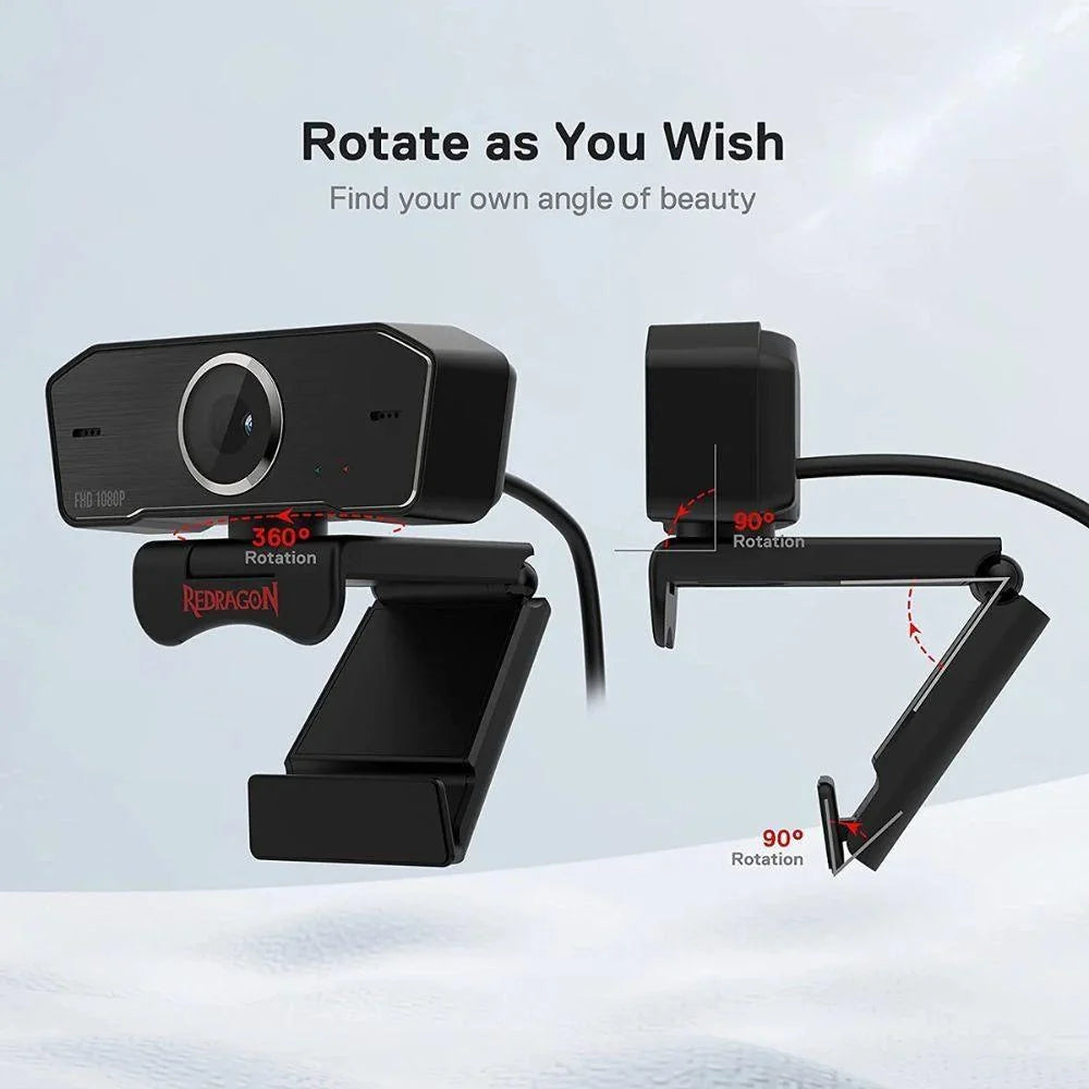 Redragon gw800 hitman 1080p webcam with built-in dual microphone - streaming