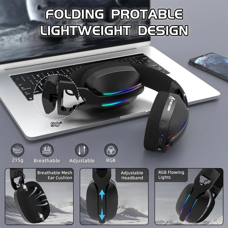 Attack shark l90 foldable rgb ultra-light tri-mode gaming headset - audio | wireless headset