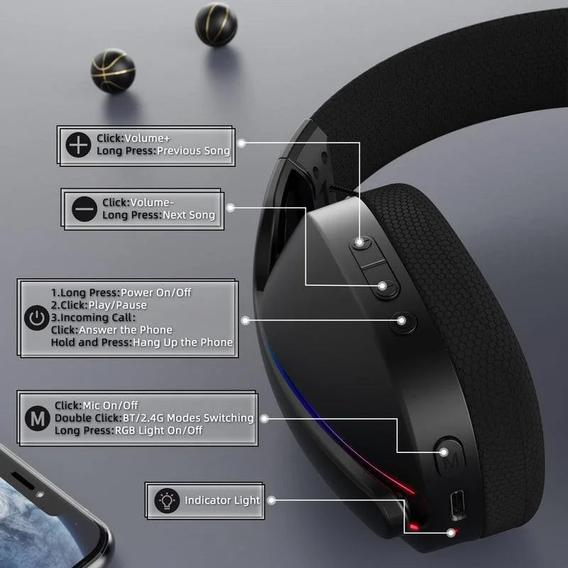 Attack shark l90 foldable rgb ultra-light tri-mode gaming headset - audio | wireless headset