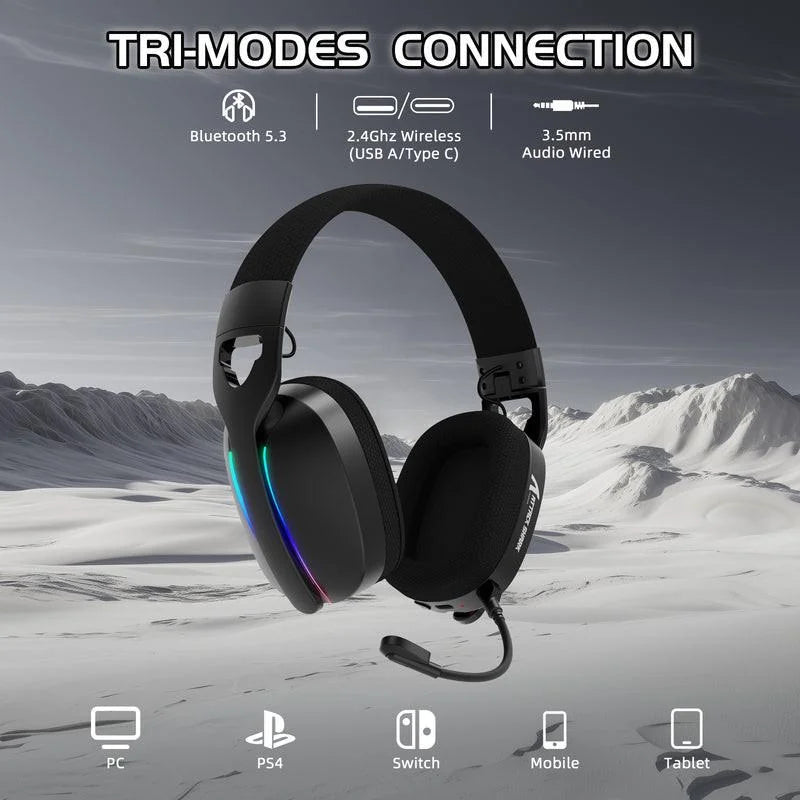 Attack shark l90 foldable rgb ultra-light tri-mode gaming headset - audio | wireless headset