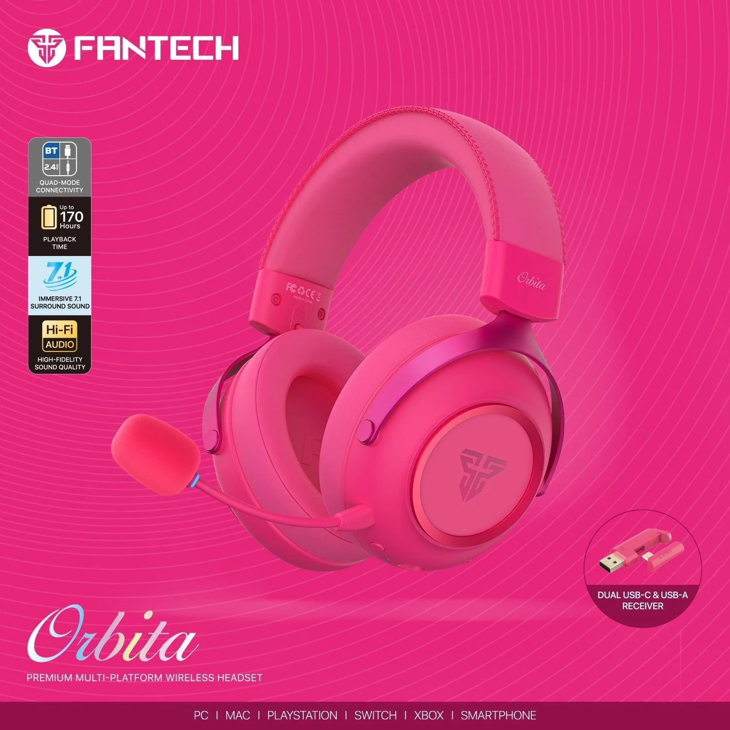 Fantech orbita whg07 2.4g bluetooth wireless gaming headset - audio | wireless headset