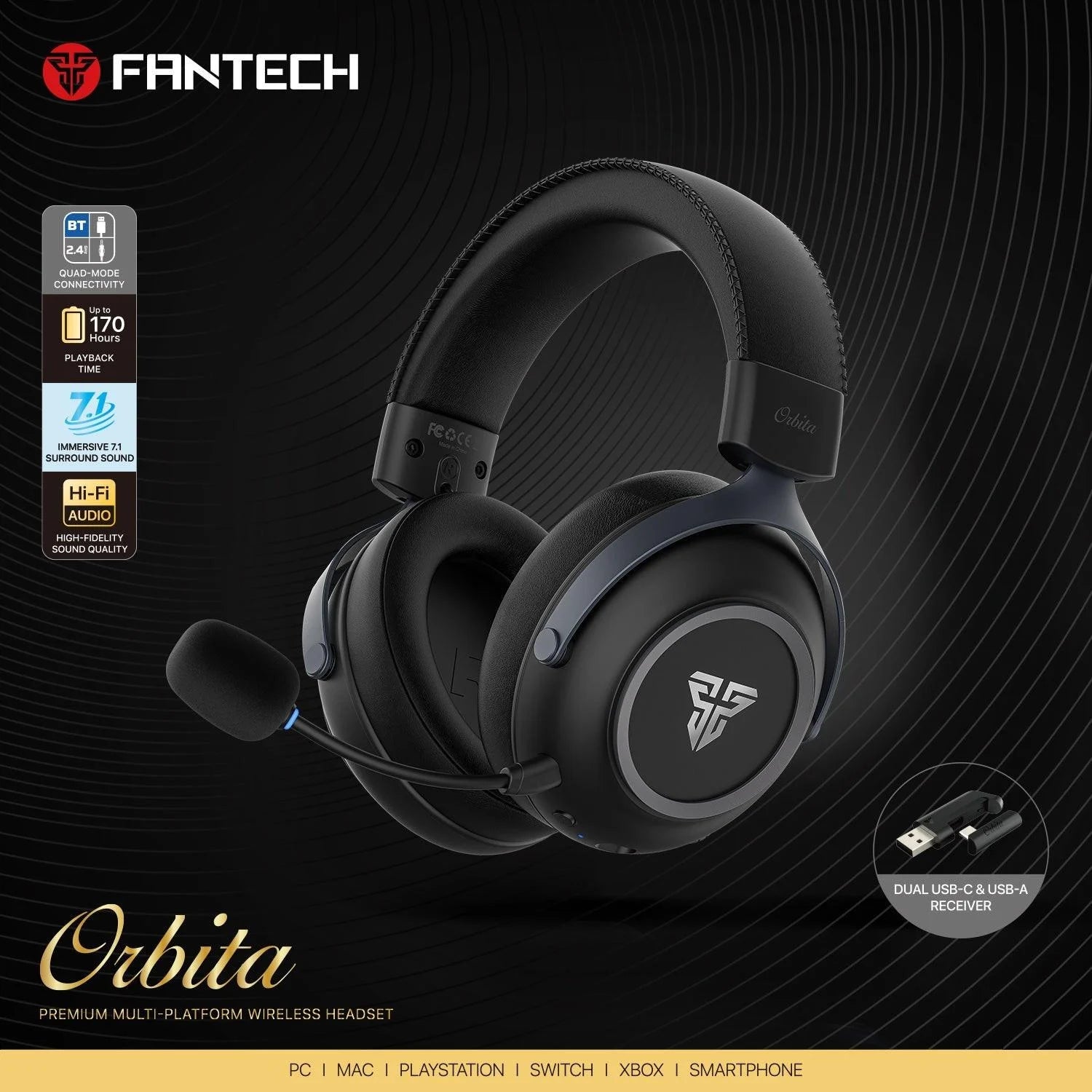 Fantech orbita whg07 2.4g bluetooth wireless gaming headset - audio | wireless headset