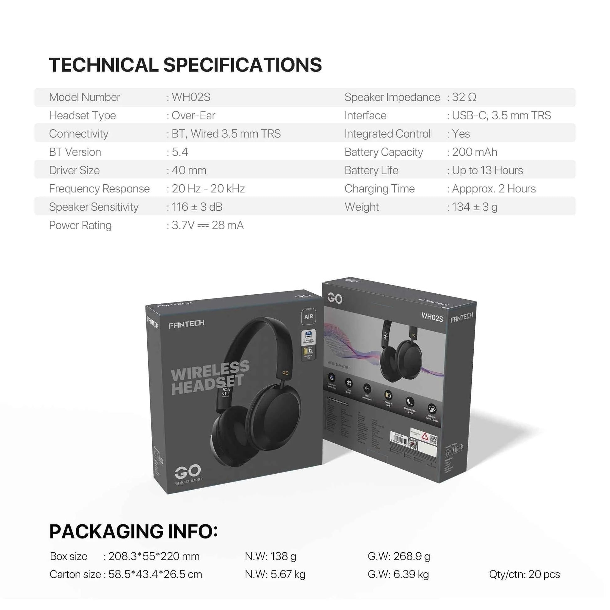 Fantech wh02s go air wireless headset - audio | wireless headset