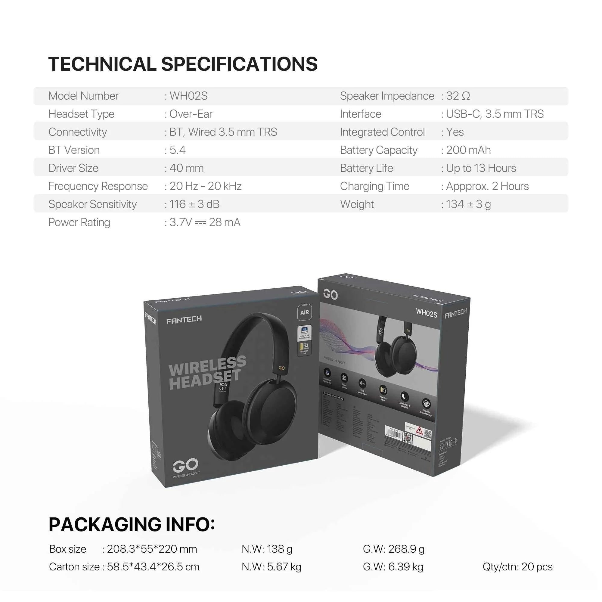 Fantech wh02s go air wireless headset - audio | wireless headset