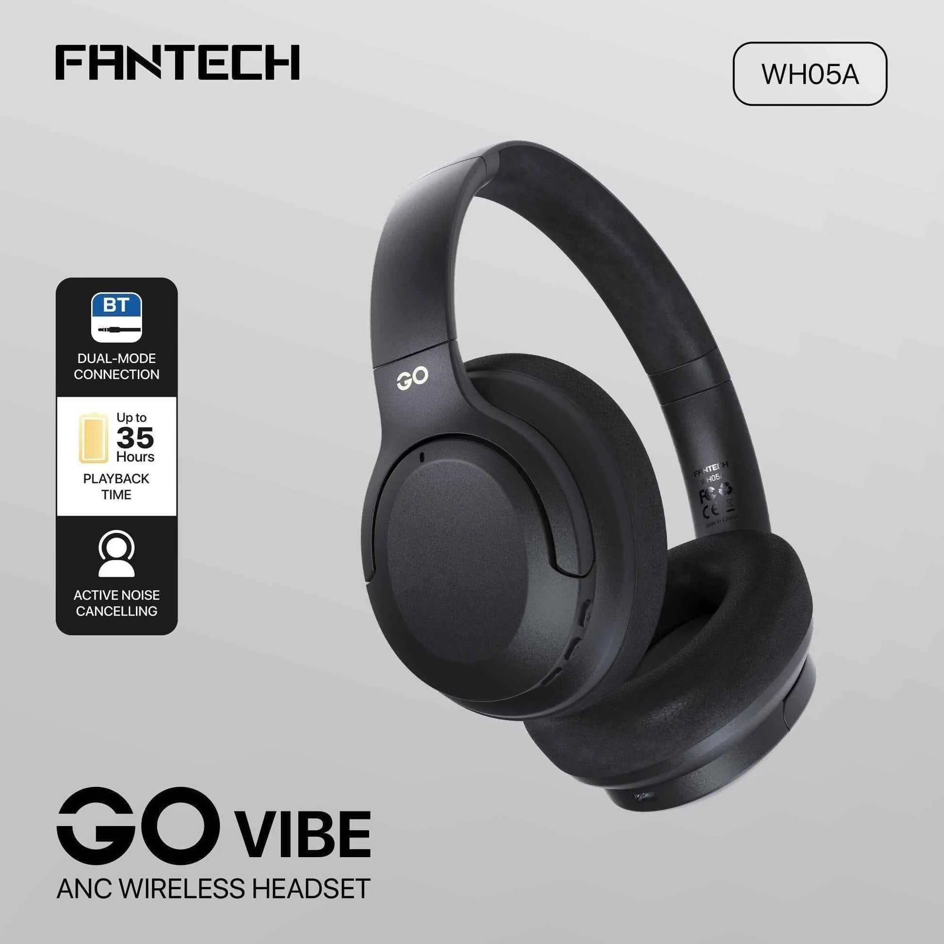 Fantech wh05a go vibe anc wireless headset black - audio | wireless headset