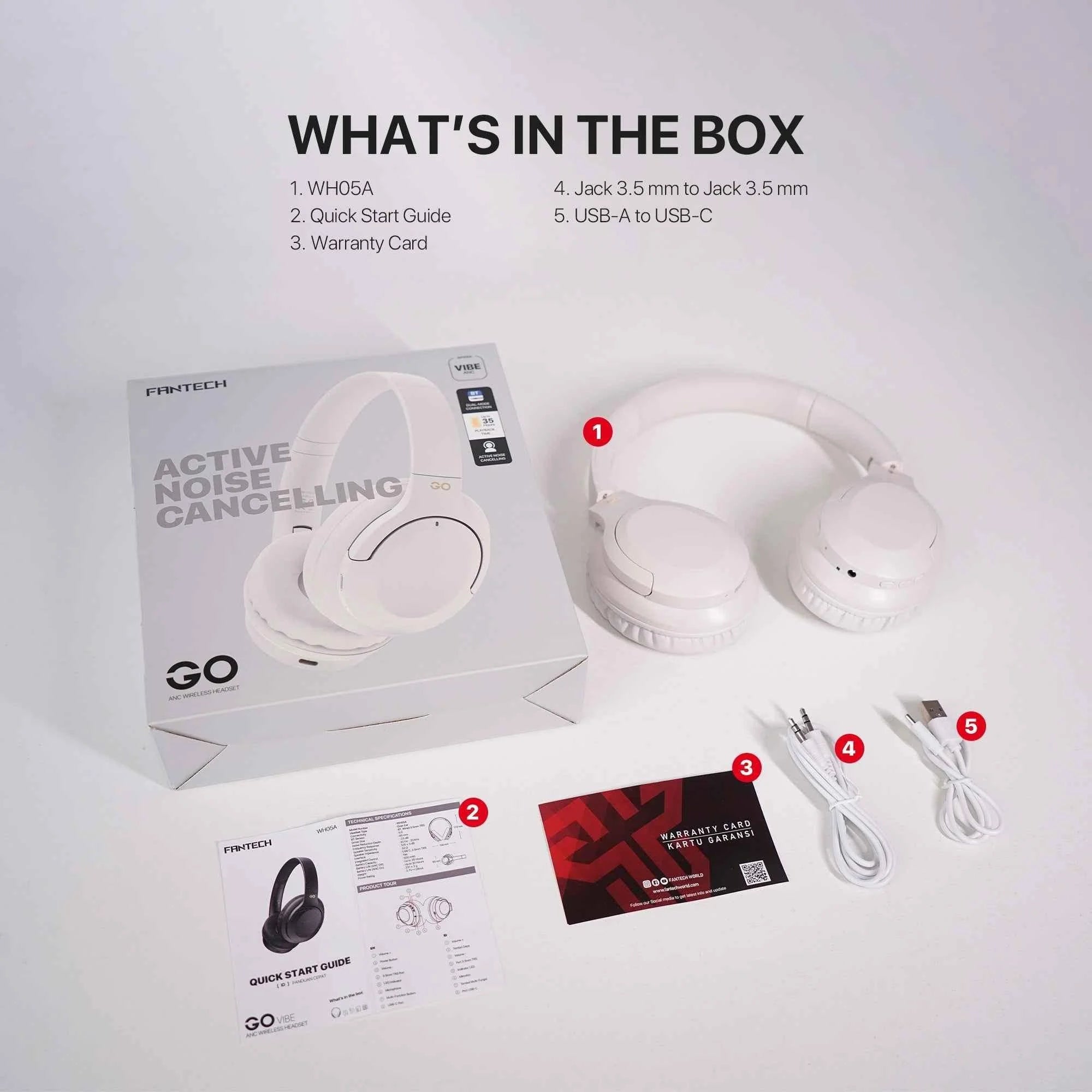 Fantech wh05a go vibe wireless headset - beige anc for superior sound immersion - audio | wireless headset