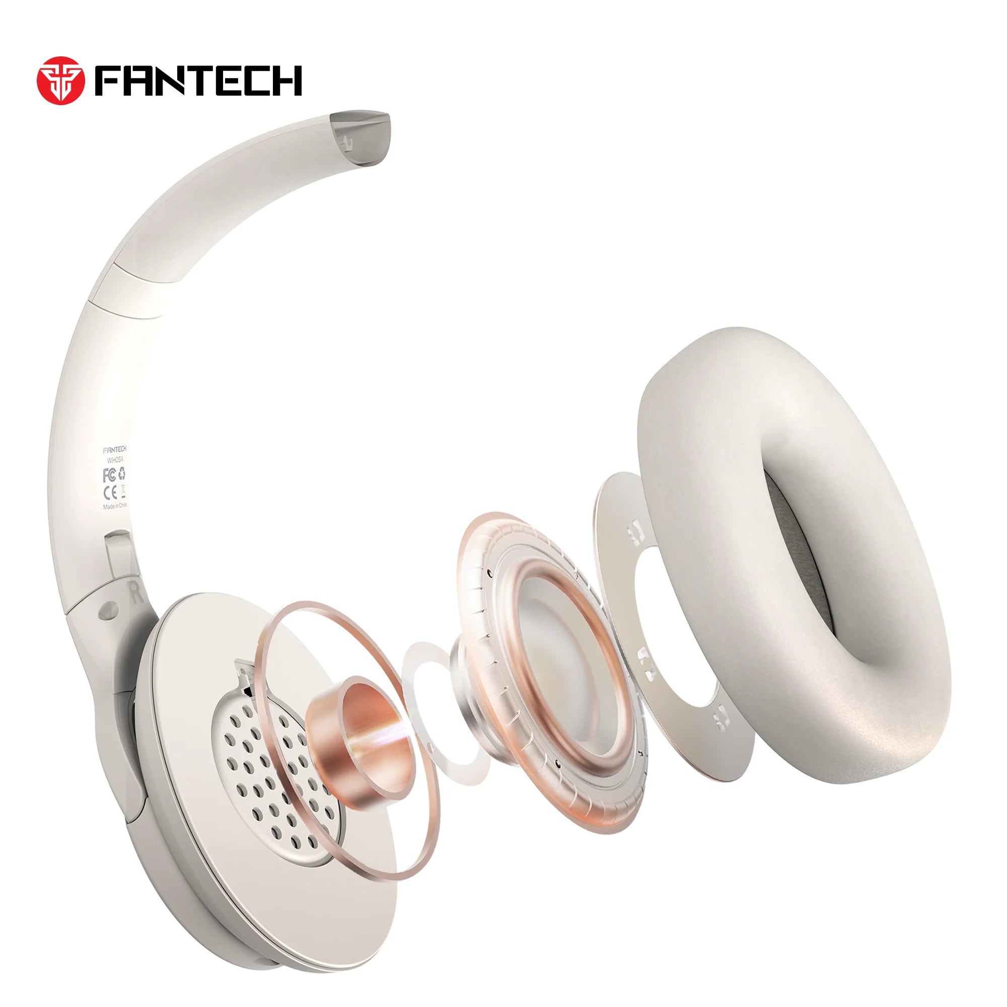 Fantech wh05a go vibe wireless headset - beige anc for superior sound immersion - audio | wireless headset