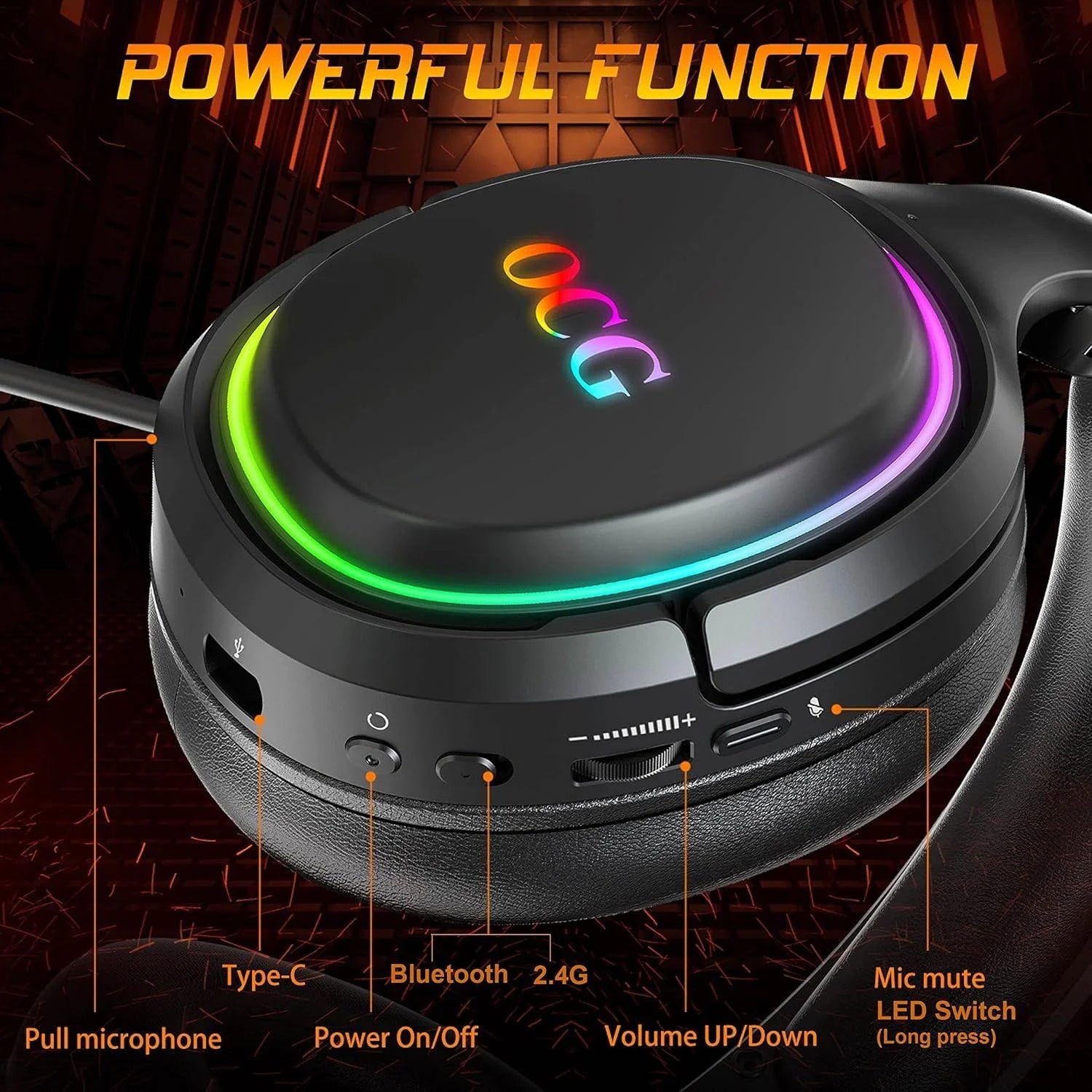 Ocg gaming headset 2.4ghz bluetooth wireless gaming headphones - audio | wireless headset