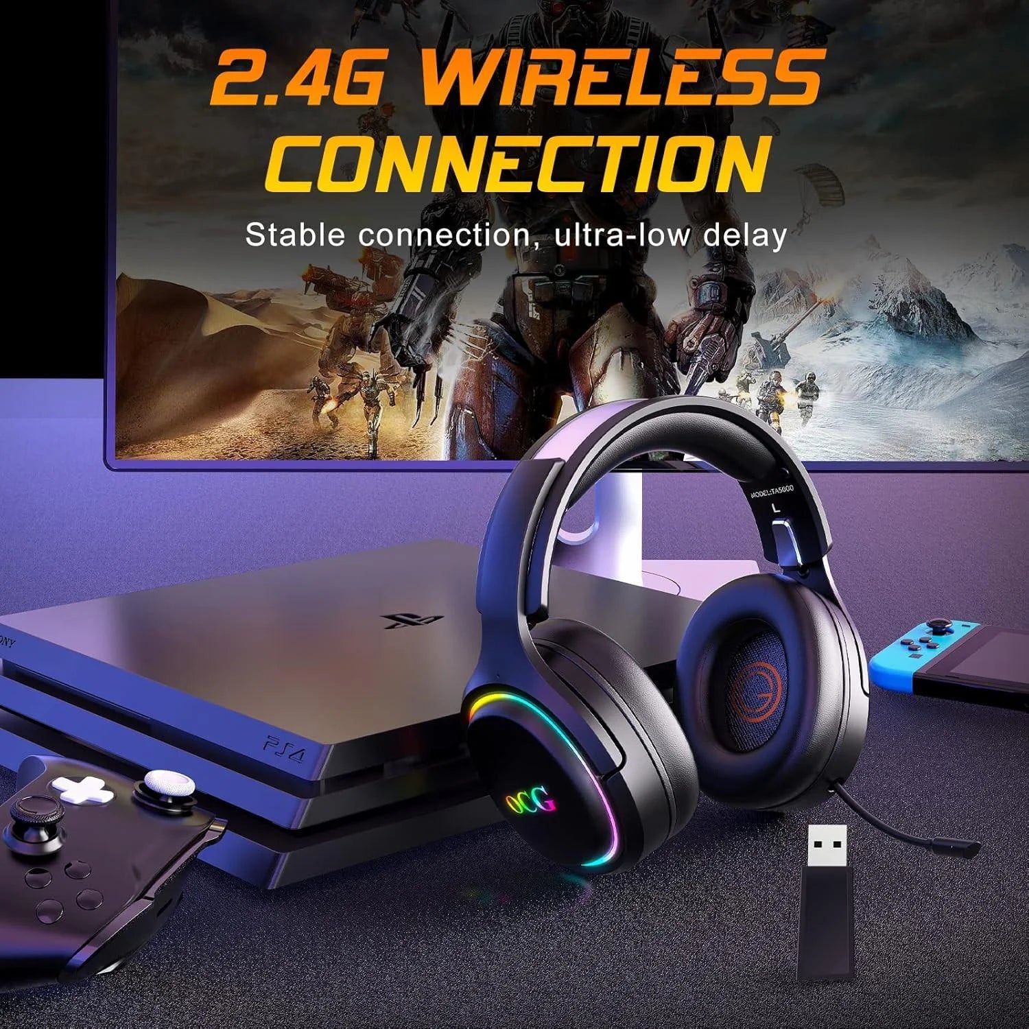 Ocg gaming headset 2.4ghz bluetooth wireless gaming headphones - audio | wireless headset