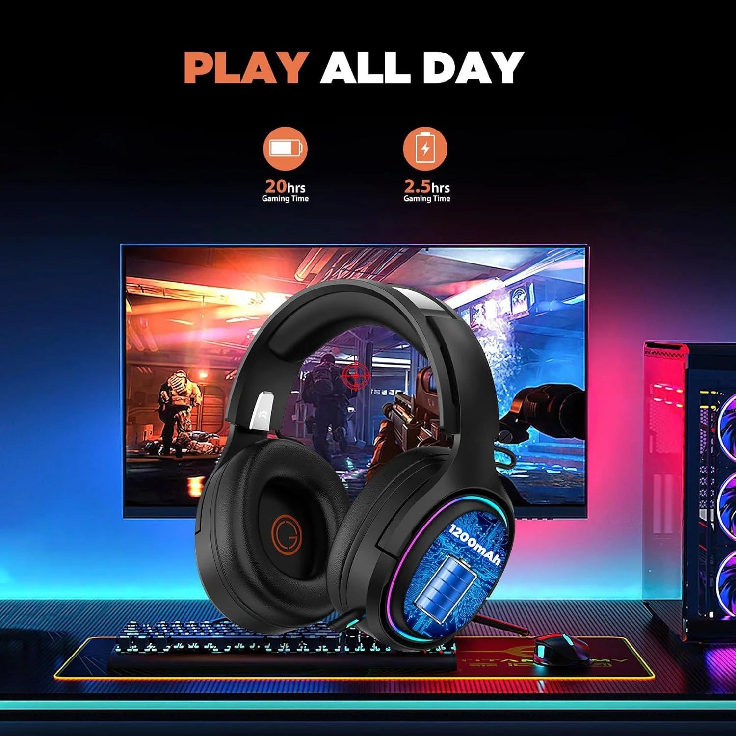 Ocg gaming headset 2.4ghz bluetooth wireless gaming headphones - audio | wireless headset