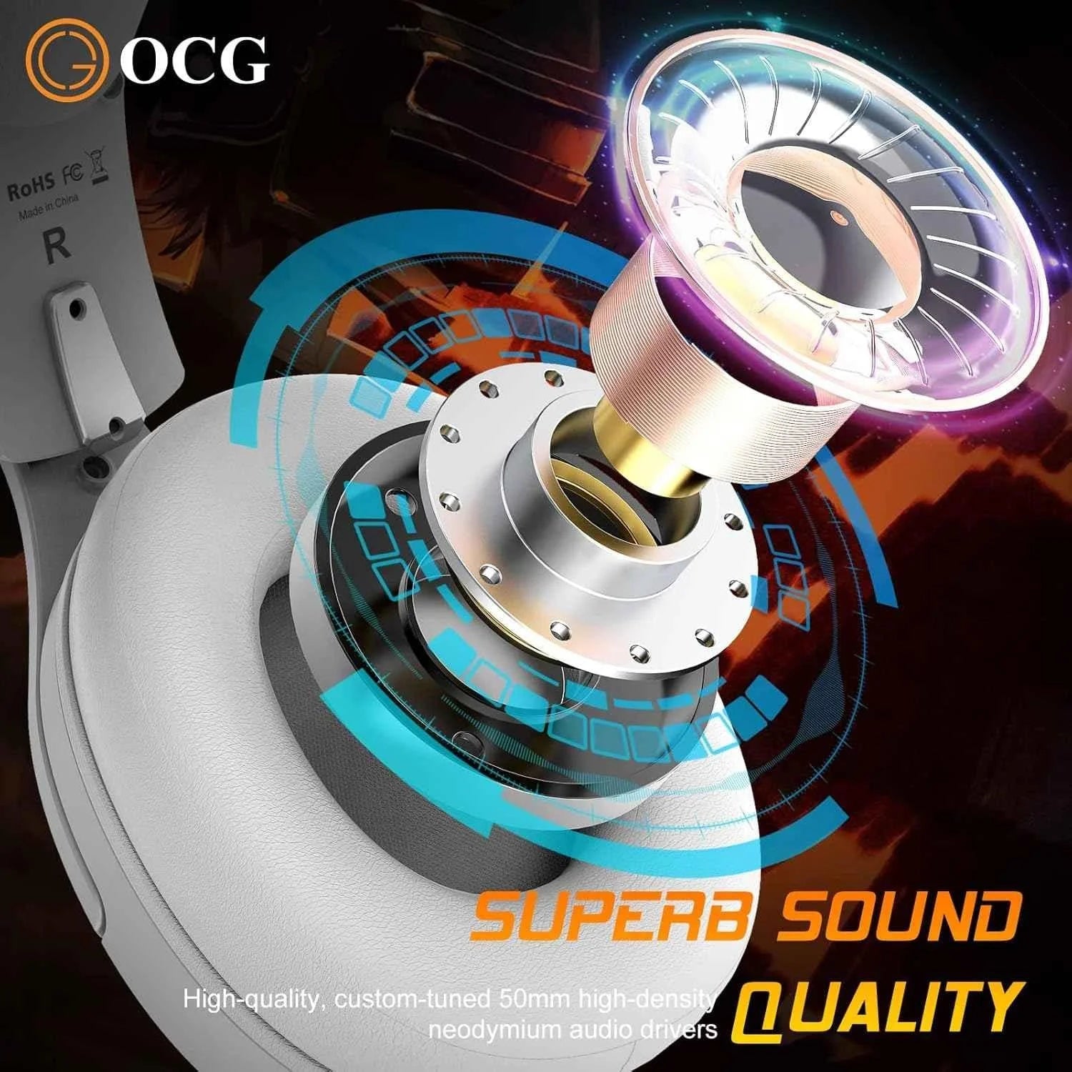 Ocg gaming headset wireless - dual wireless lossless 2.4g bluetooth gaming headphones - audio | wireless headset