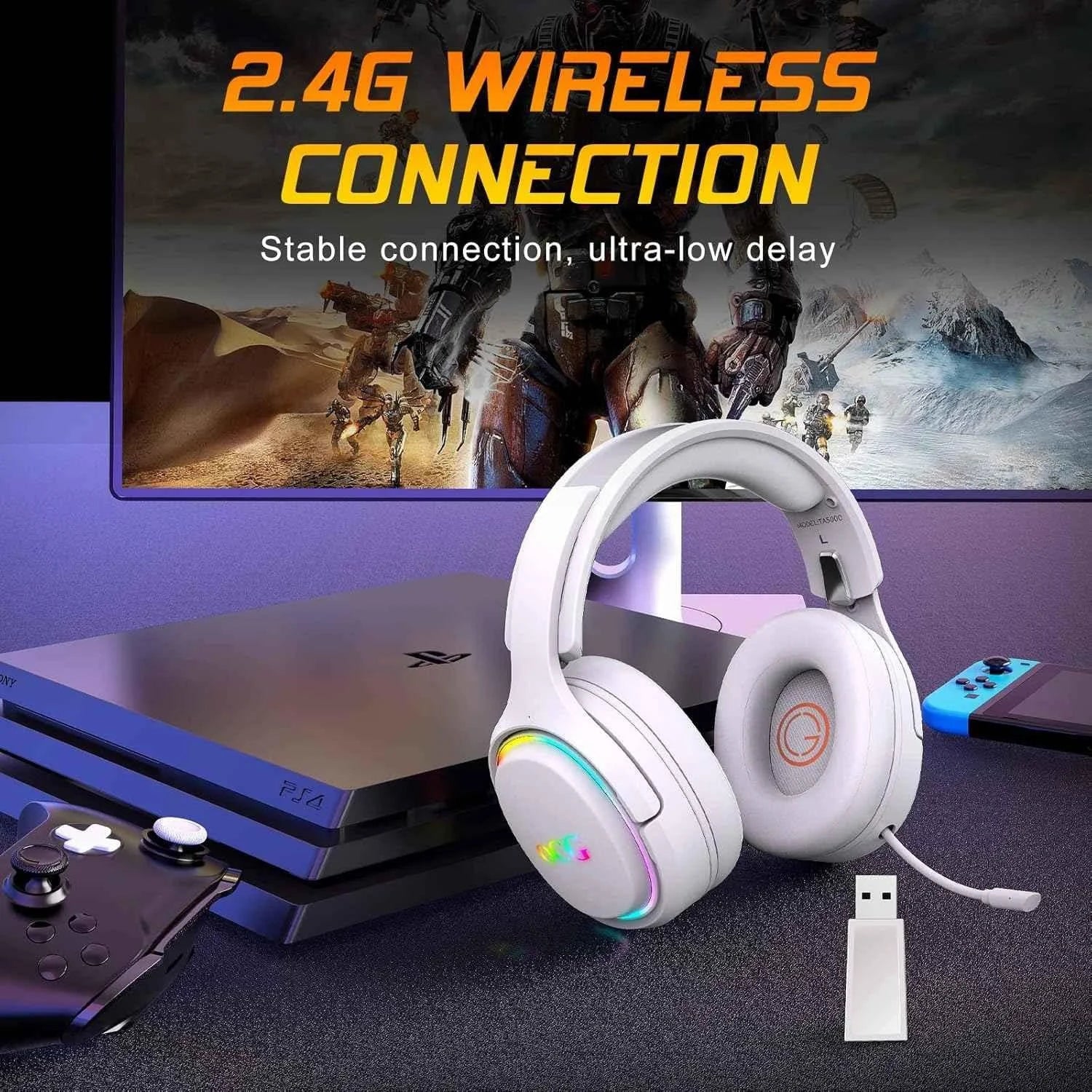 Ocg gaming headset wireless - dual wireless lossless 2.4g bluetooth gaming headphones - audio | wireless headset