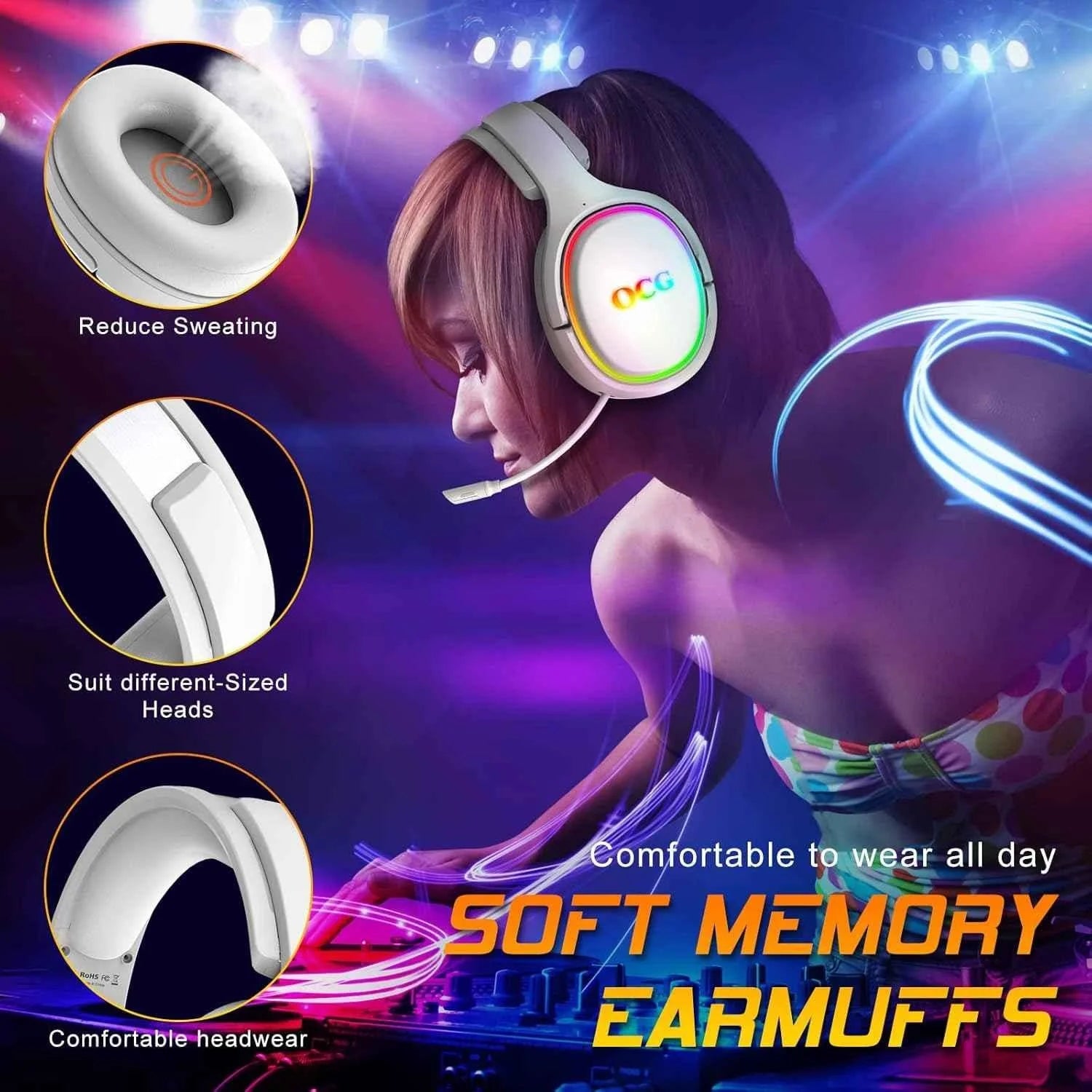 Ocg gaming headset wireless - dual wireless lossless 2.4g bluetooth gaming headphones - audio | wireless headset