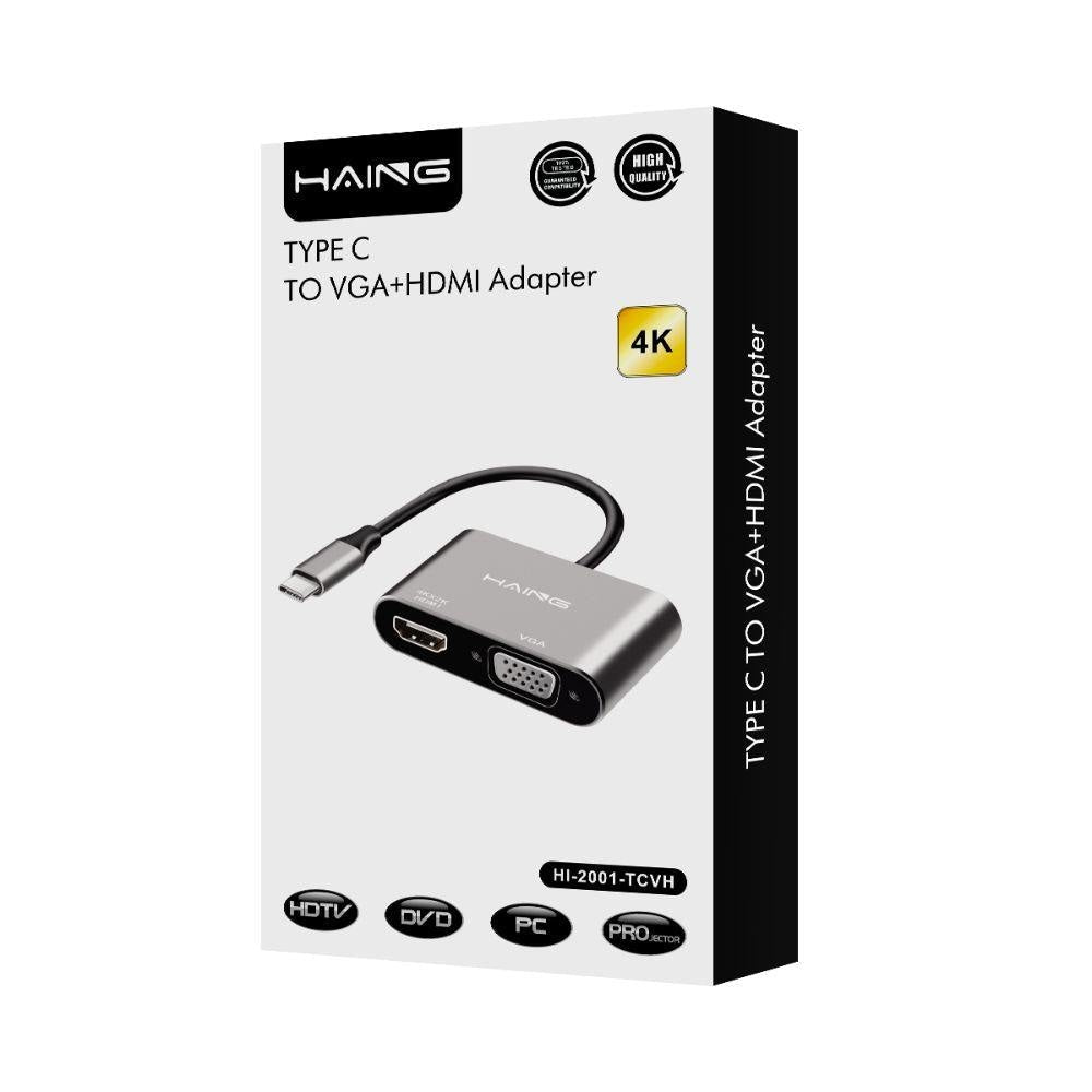 Haing Type c to Vga+hdmi Adapter 4k - Gameonjo