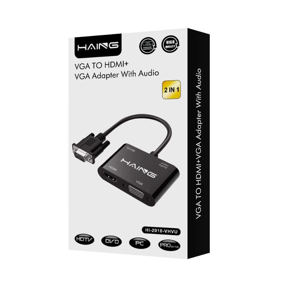 Haing Vga to Hdmi+ Vga Adapter with Audio - Gameonjo