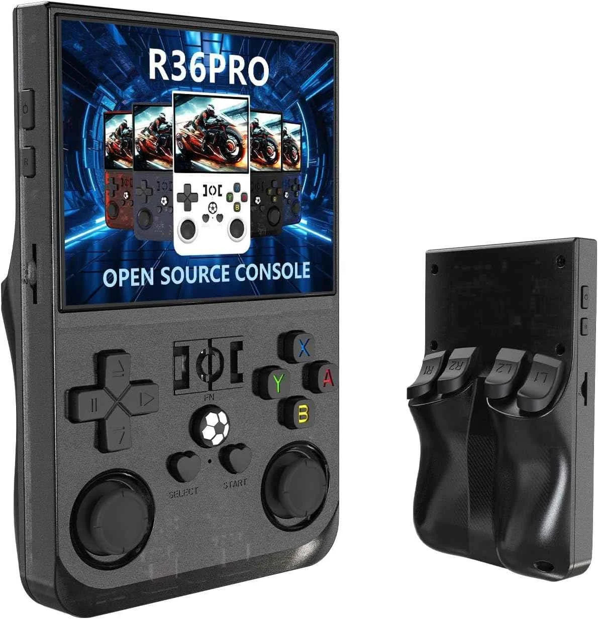 2025 r36 pro handheld game player - 3.5inch ips 128gb storage 18000+ games 4000mah battery - black - console | video