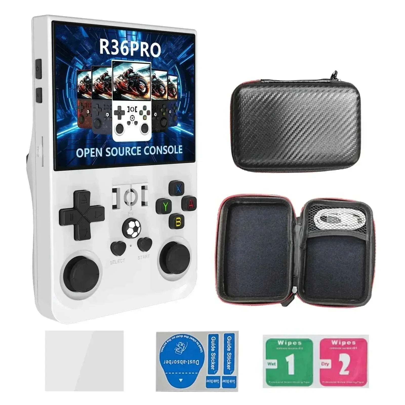 2025 r36 pro handheld game player - 3.5inch ips 128gb storage 18000+ games 4000mah battery - white - console | video