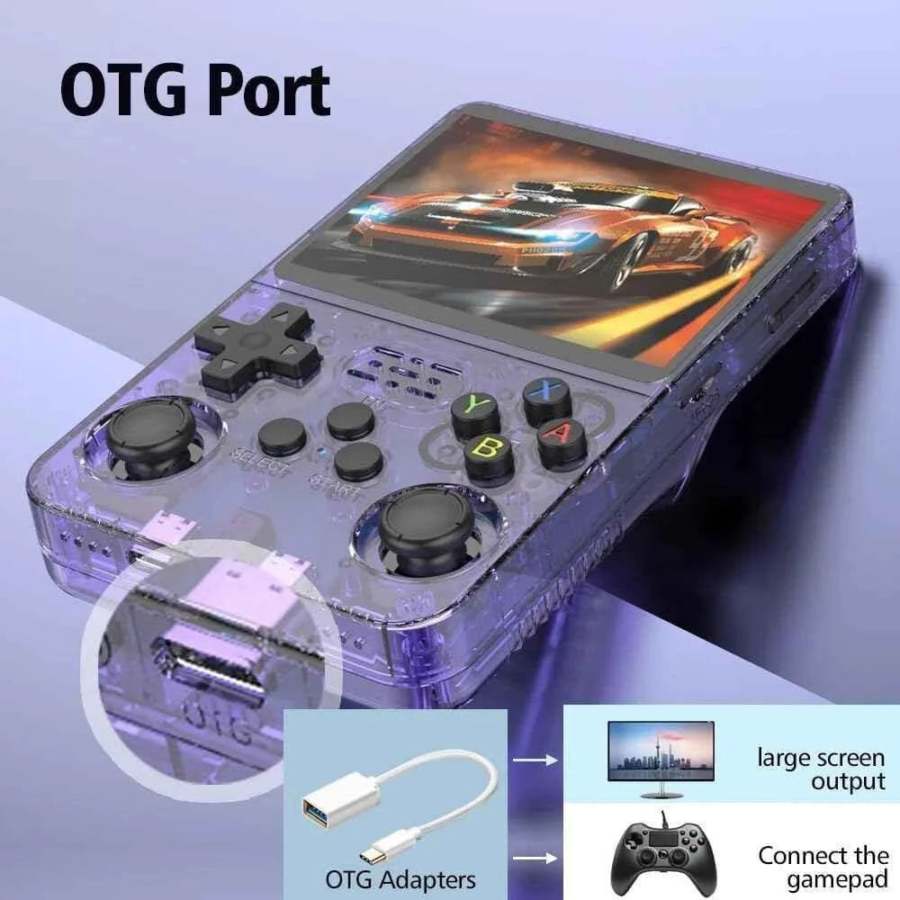 R36s handheld game console 3.5 inch ips screen retro gaming console 64g card - console | video console