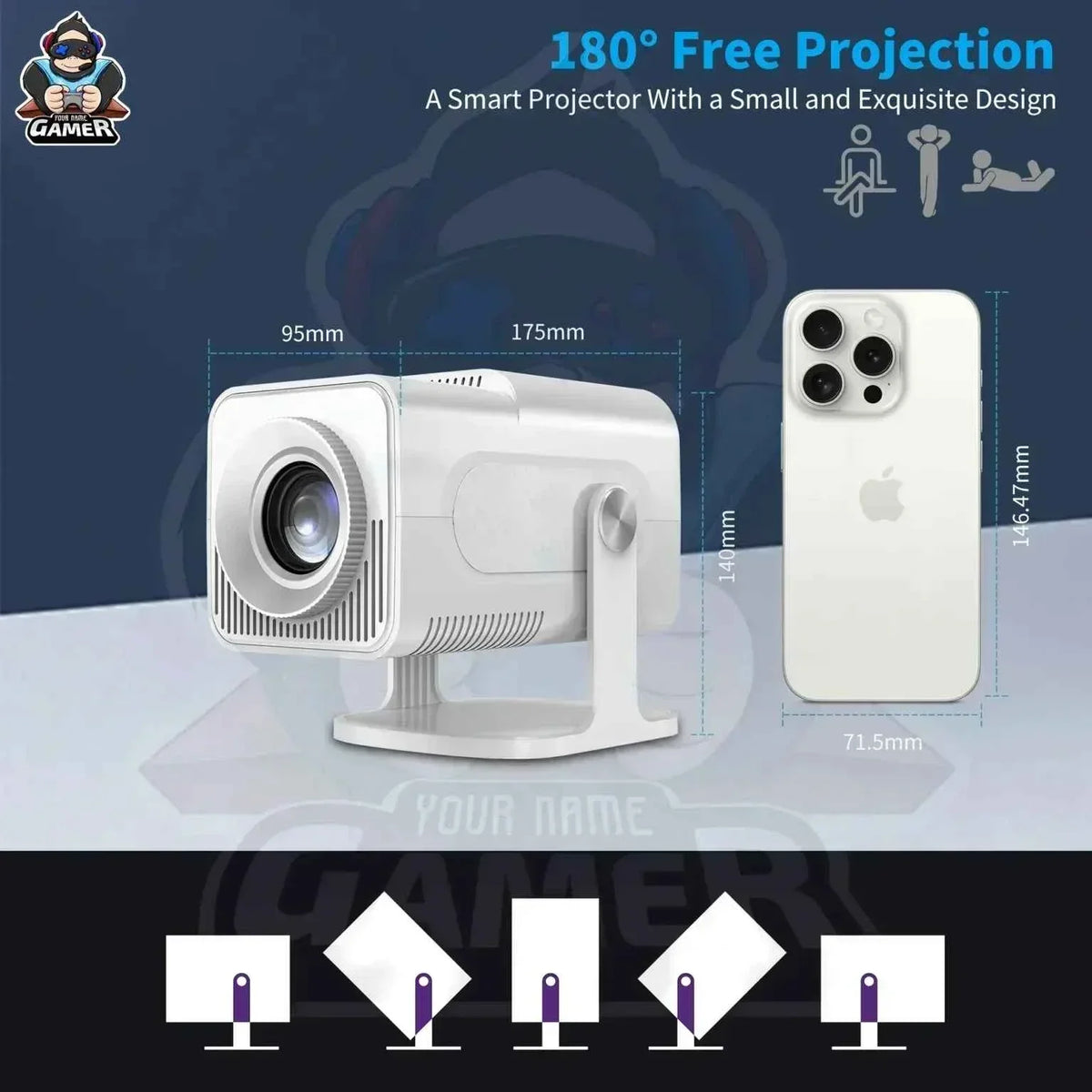 Hcs350 max android gaming projector with 2 wireless controllers and voice remote for ultimate gaming experience