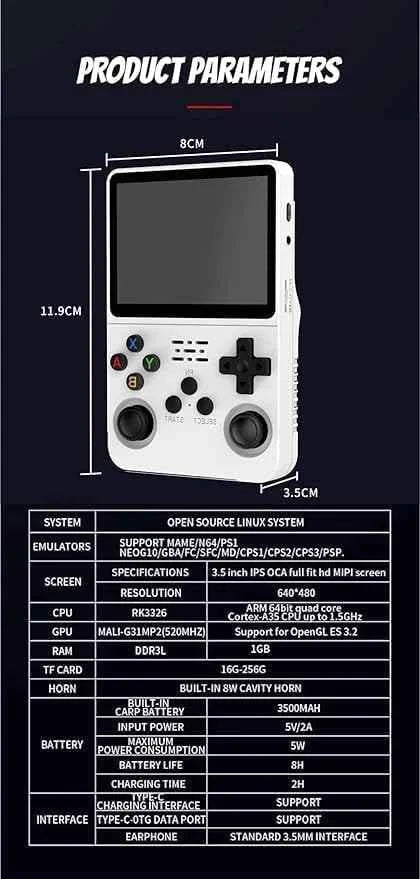 R36s handheld game console 3.5 inch ips screen retro gaming console 64g card - console | video console
