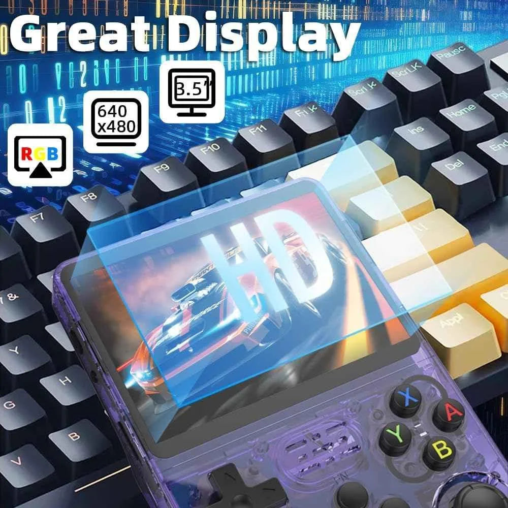 R36s handheld game console 3.5 inch ips screen retro gaming console 64g card - console | video console