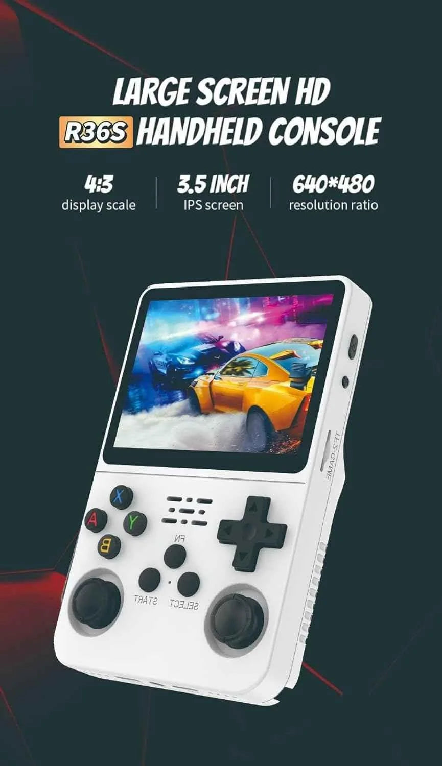 R36s handheld game console 3.5 inch ips screen retro gaming console 64g card - console | video console