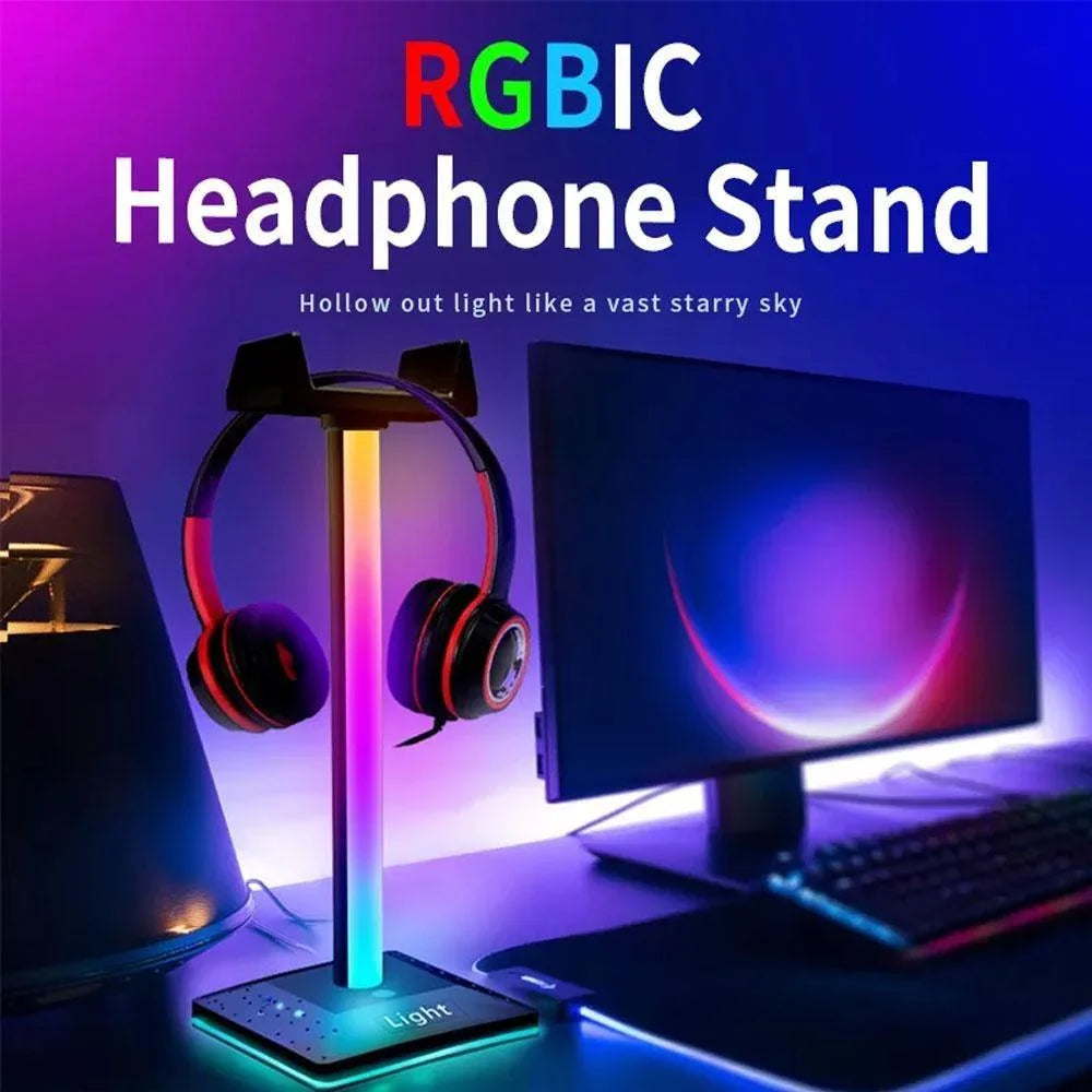 Rgbic headphone stand light display stand detachable ambient light - audio | headset accessories