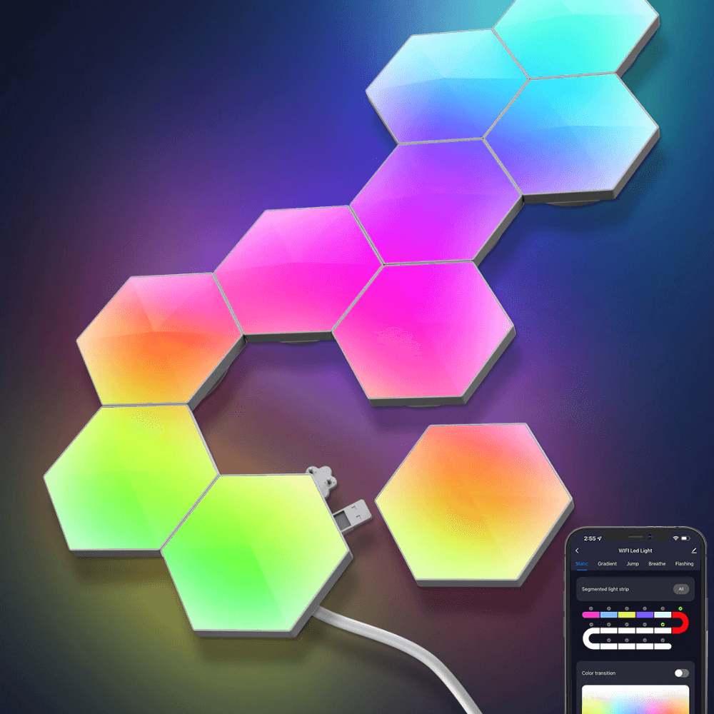 Hexagonal Rgbic Light Panel with App+remote Control Wifi - Gameonjo