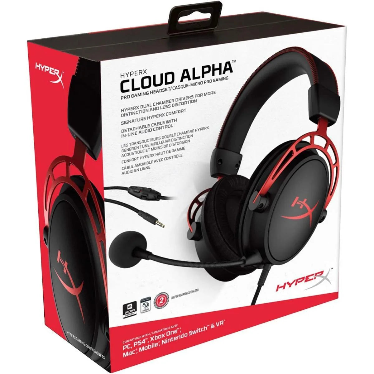 Hp hyperx cloud alpha gaming headset dual chamber drivers - red - headsets