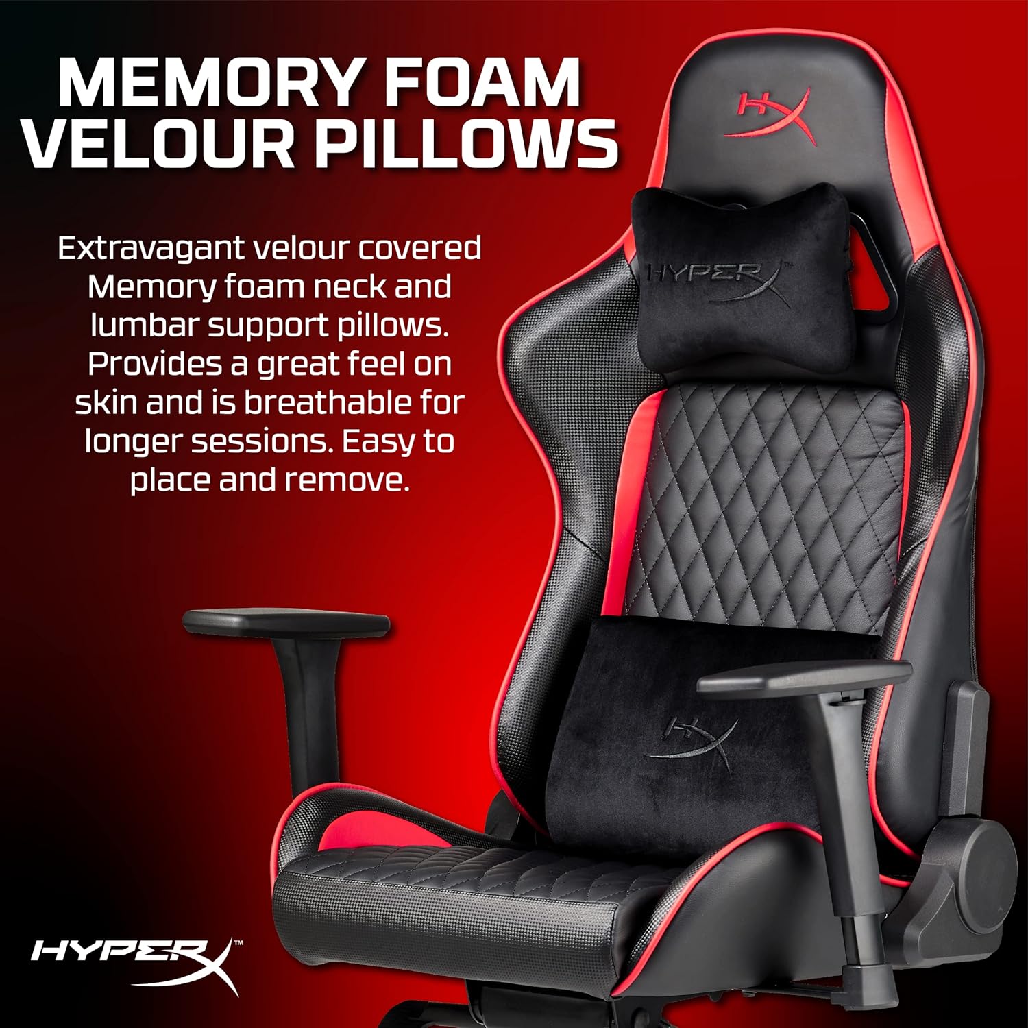 Hyperx Blast Gaming Chair - Ergonomic Gaming Chair, Leather Upholstery Video Chair Red Black