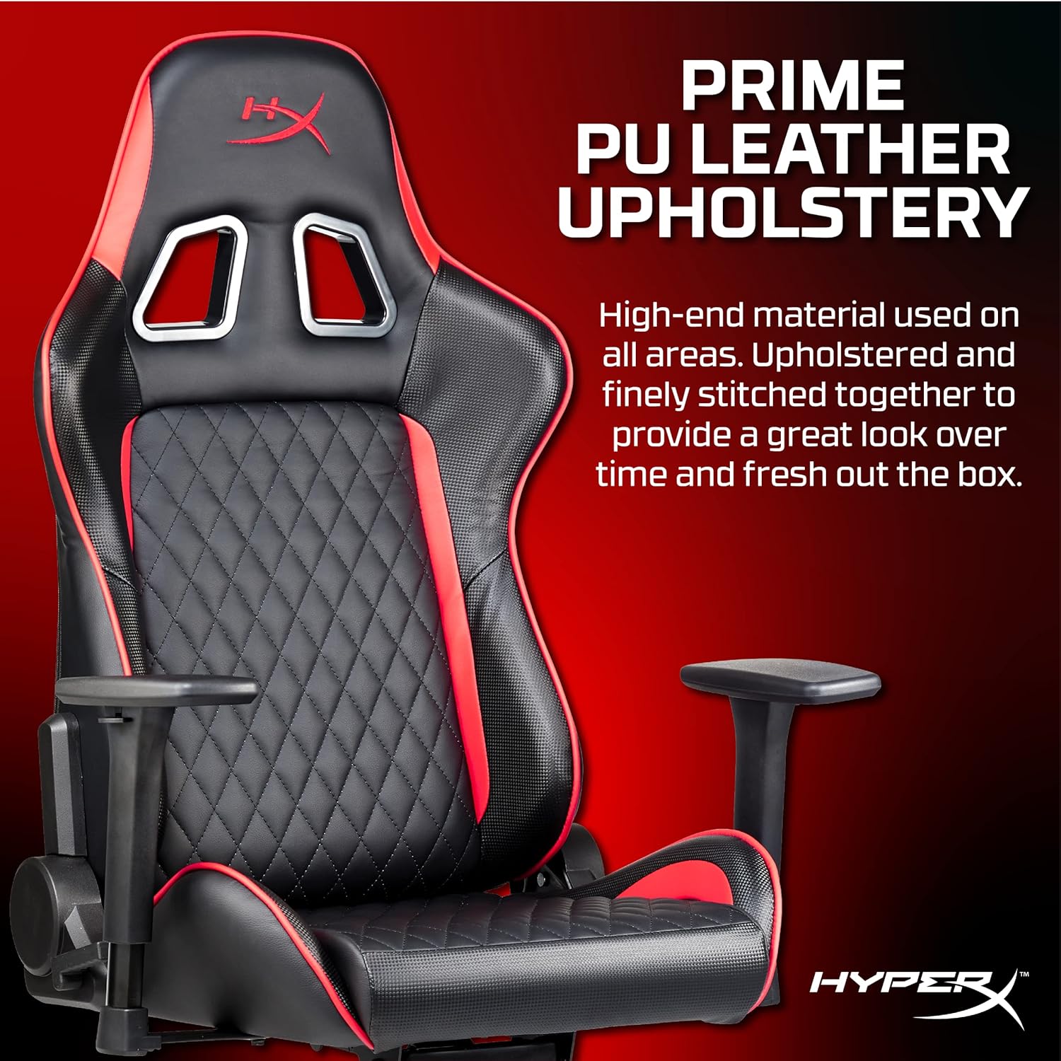 Hyperx Blast Gaming Chair - Ergonomic Gaming Chair, Leather Upholstery Video Chair Red Black