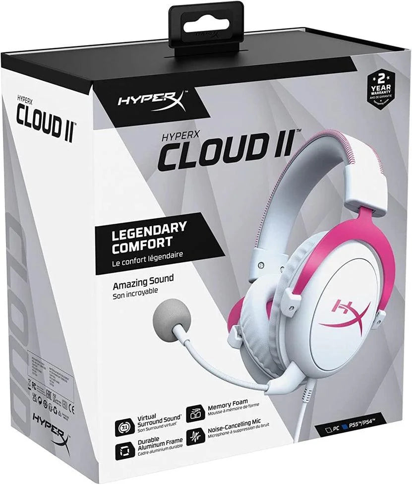 Hyperx cloud ii gaming headphones pink/white - headsets