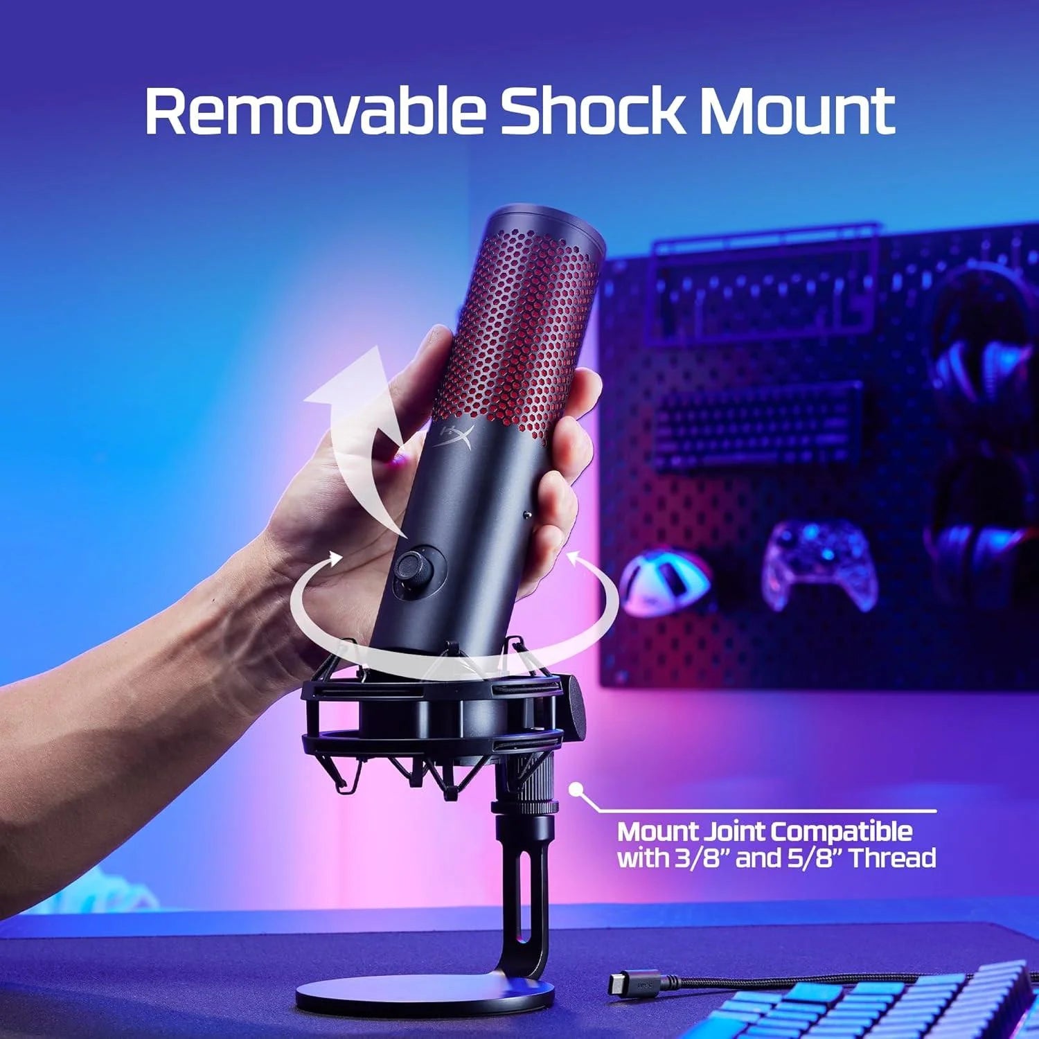 Hyperx quadcast 2 frost – usb microphone for gaming streaming - streaming