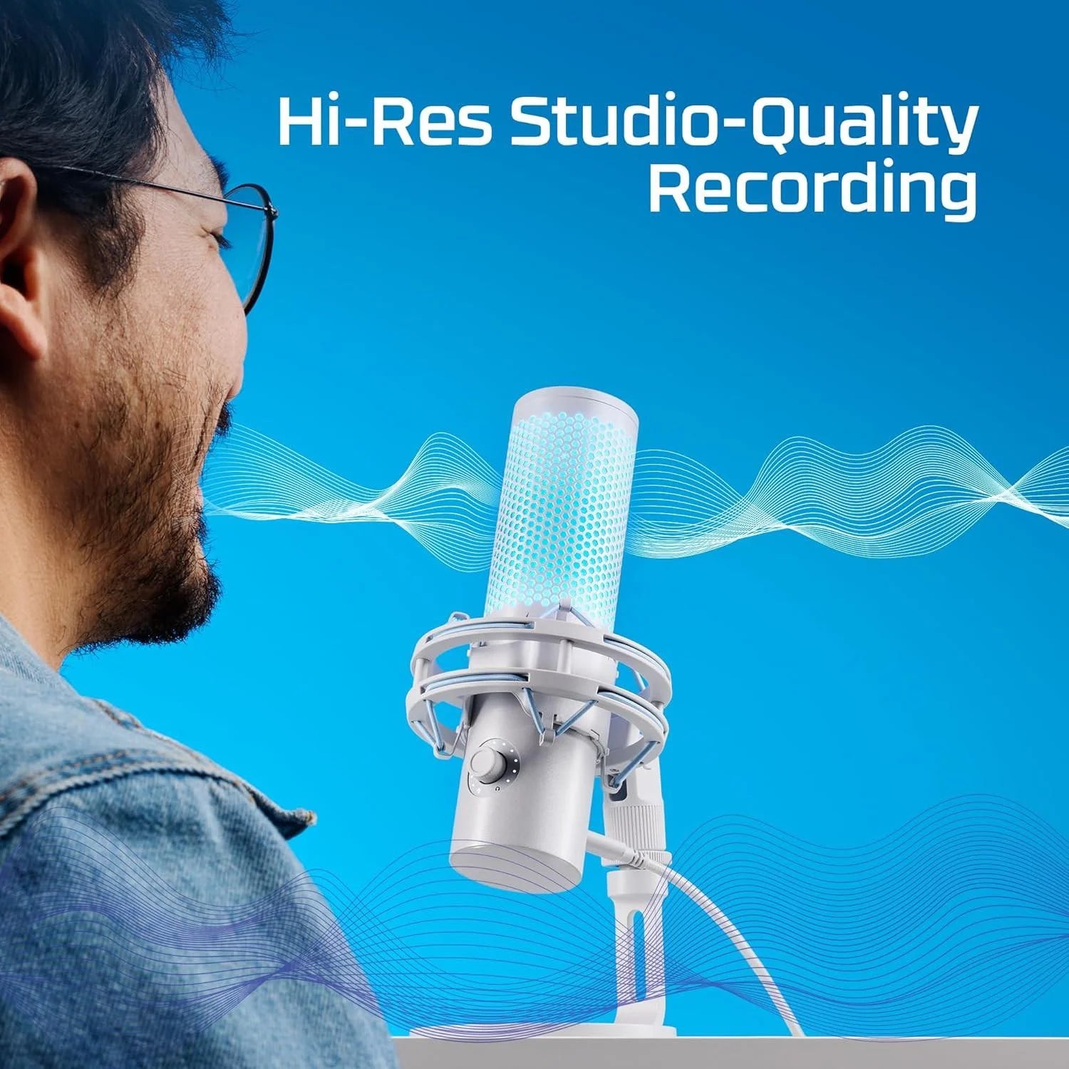 Hyperx quadcast 2 frost – usb microphone for gaming streaming - streaming