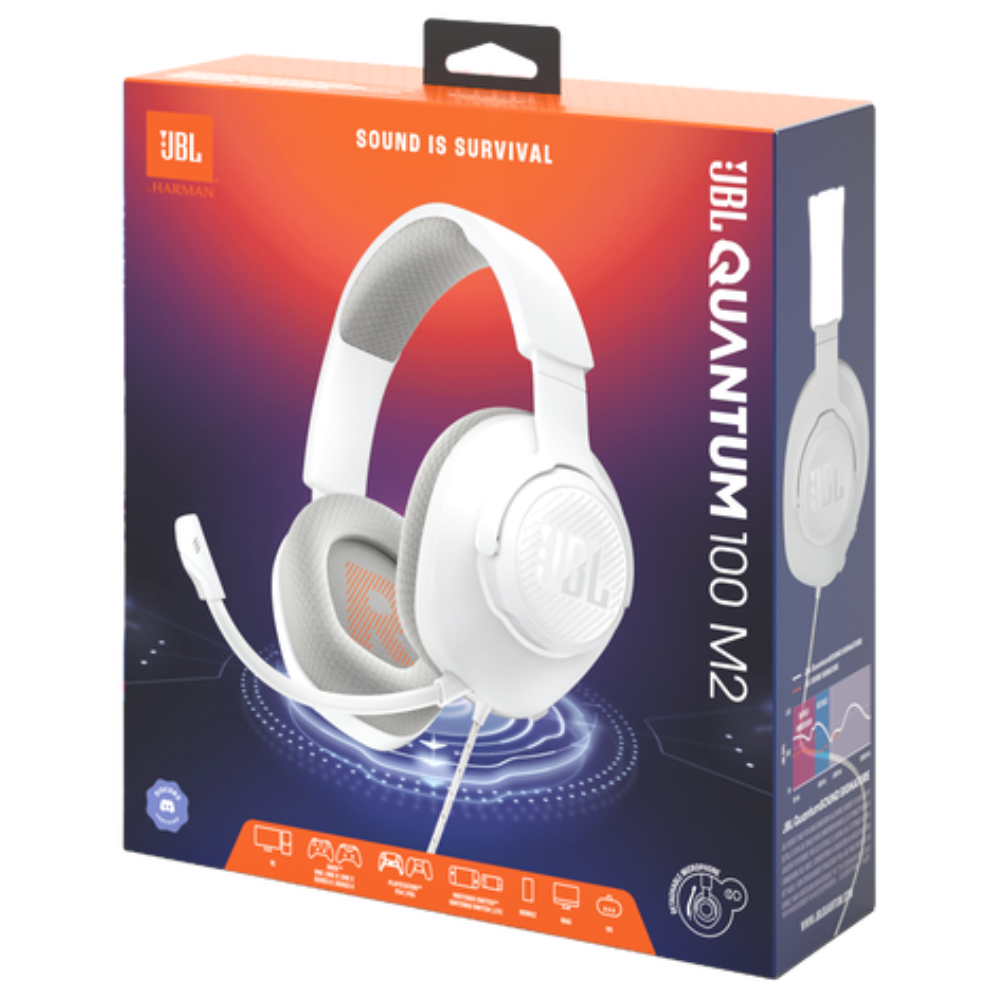 Jbl quantum 100m2 - wired over-ear gaming headphones - white - audio | headset 3.5
