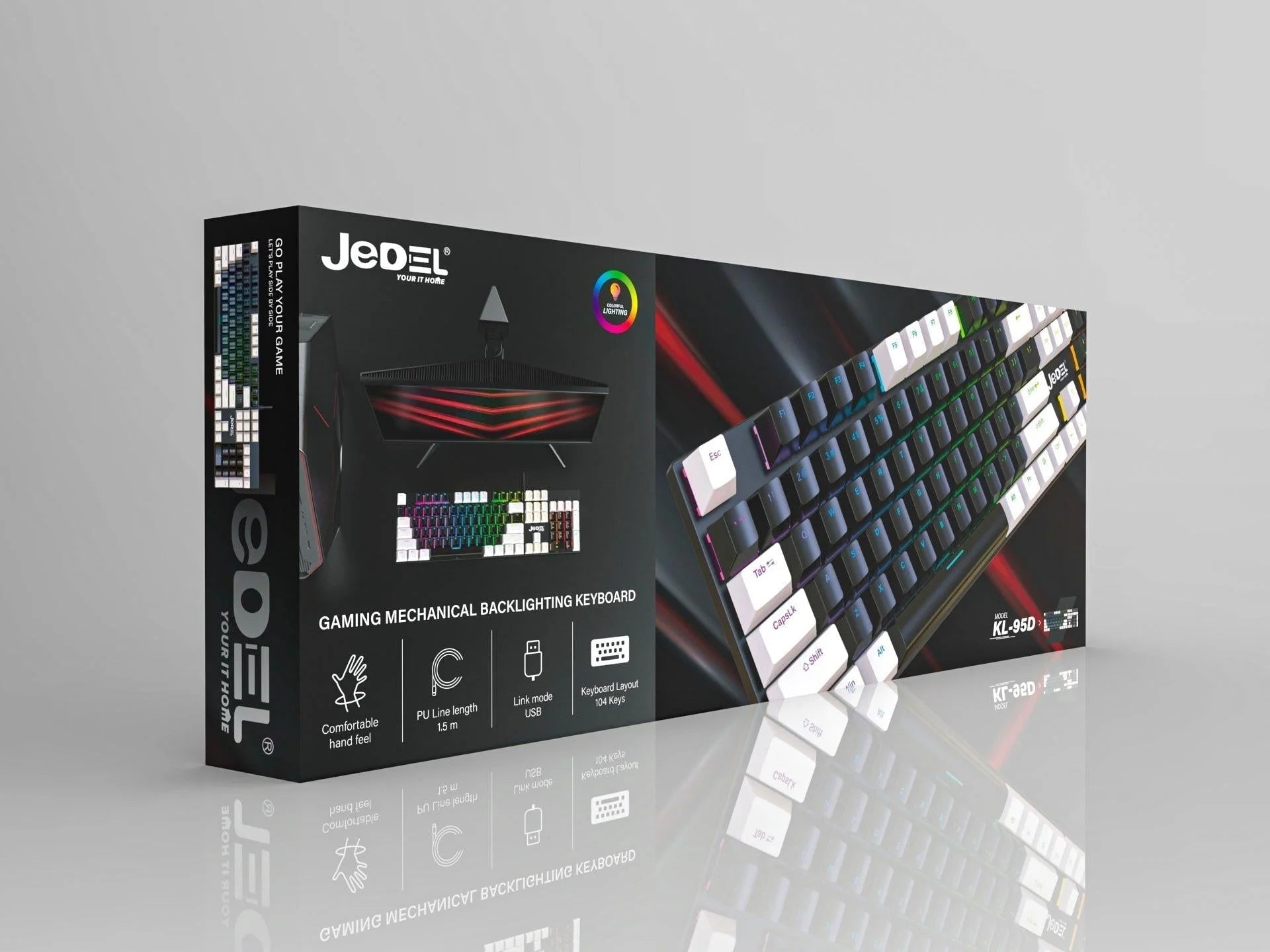 Jedel full size 104 keys wired mechanical keyboard with blue switch metal