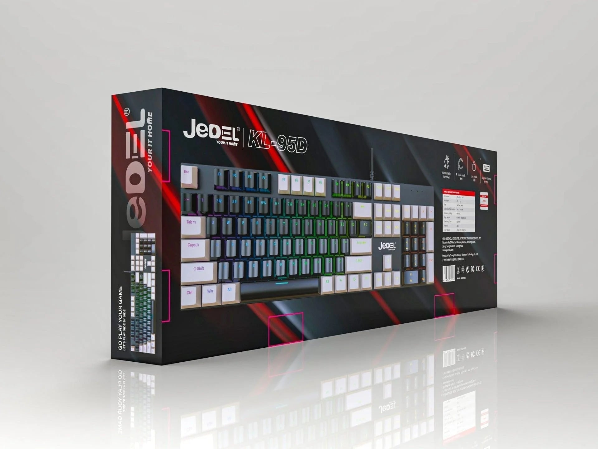 Jedel full size 104 keys wired mechanical keyboard with blue switch metal