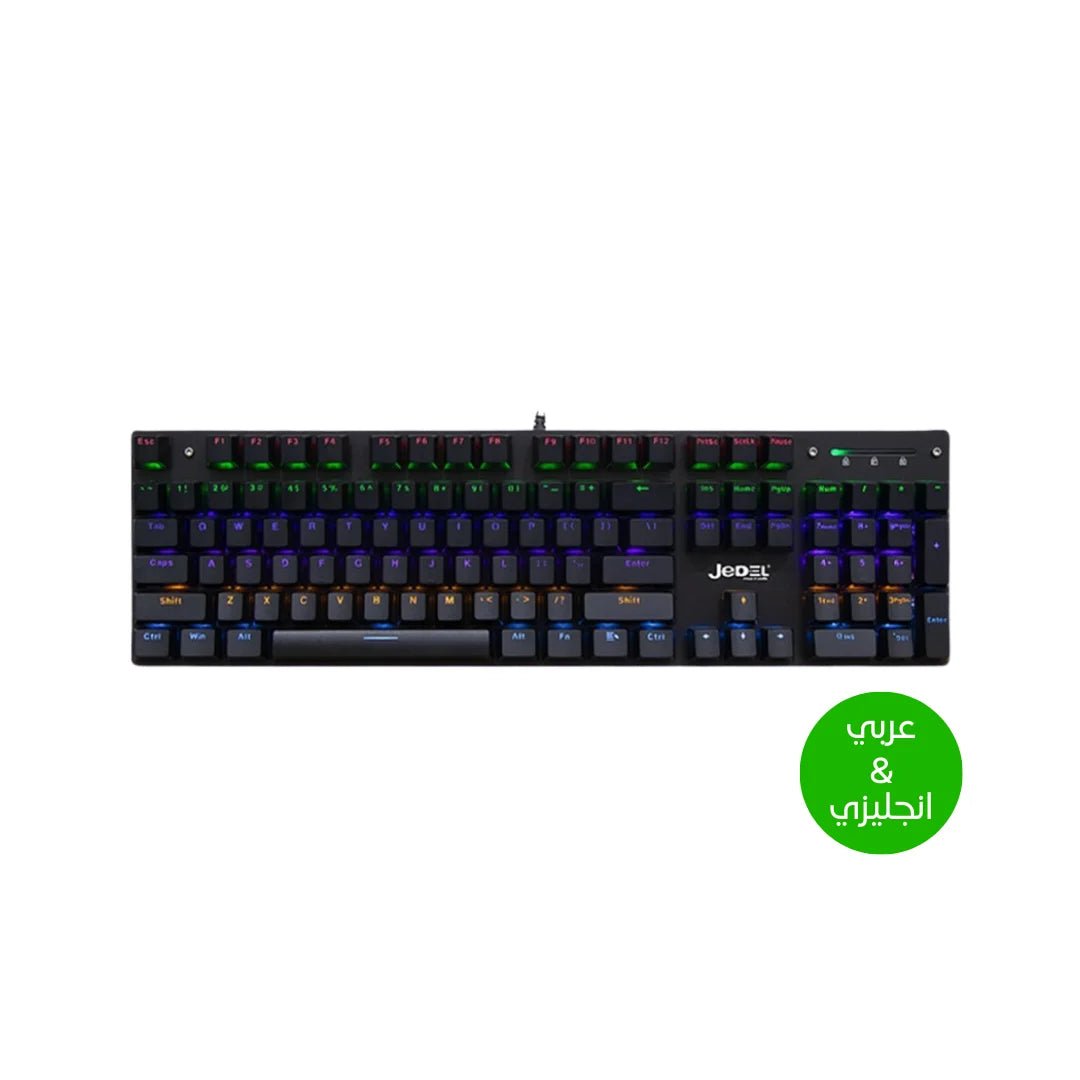 Jedel kl-138 rgb mechanical keyboard (arabic & english) blue switch - keyboard