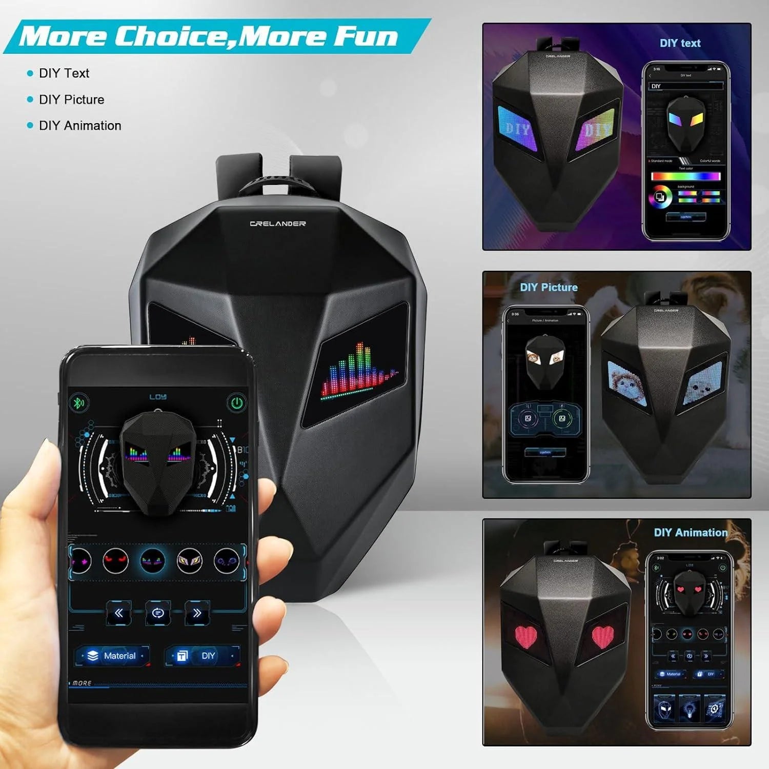 Led knight backpack,motorcycle riding backpack hard shell travel bag laptop bag diy helmet bag daypack for travelling
