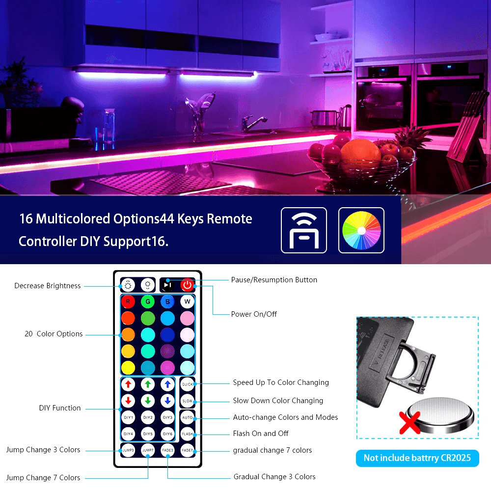 Led Strip Light Rgb 5050 Flexible Ribbon with App Control - Gameonjo