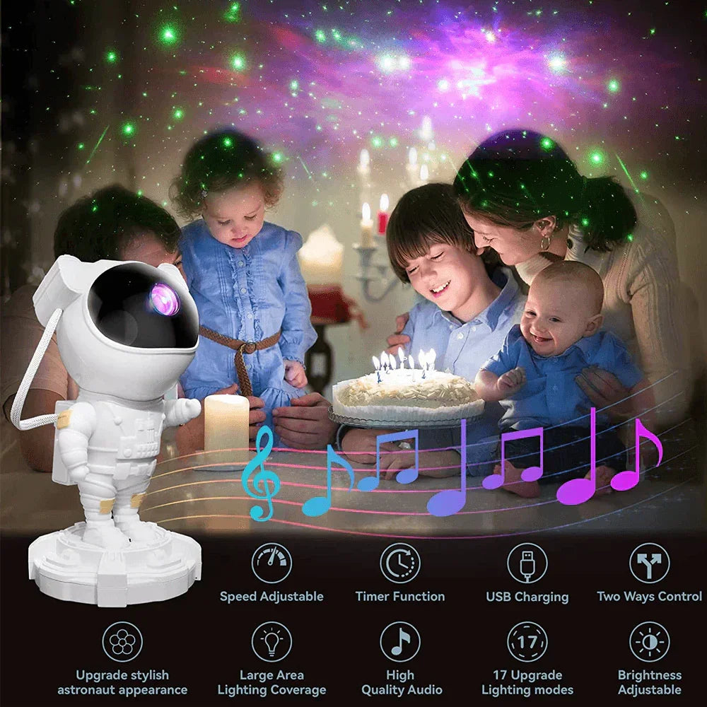 Astronaut night light projector with music - lights