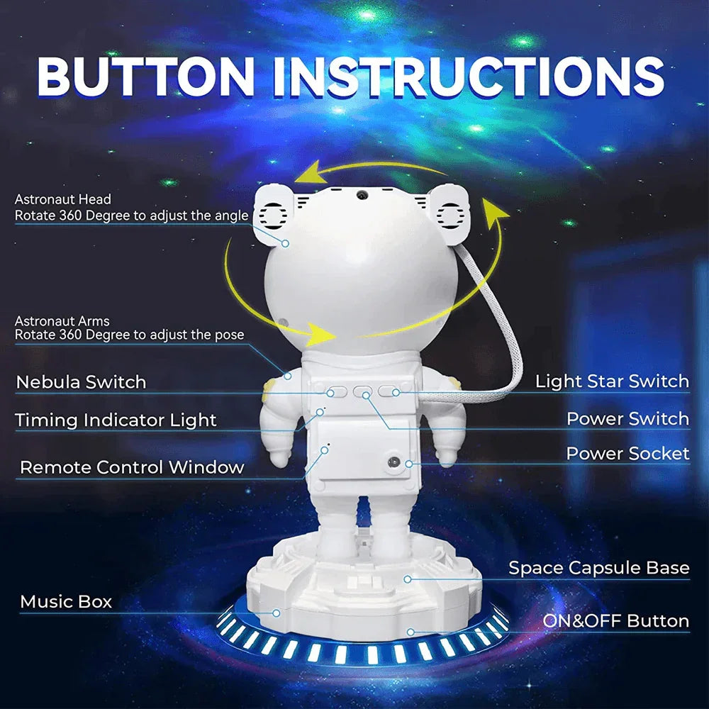 Astronaut night light projector with music - lights