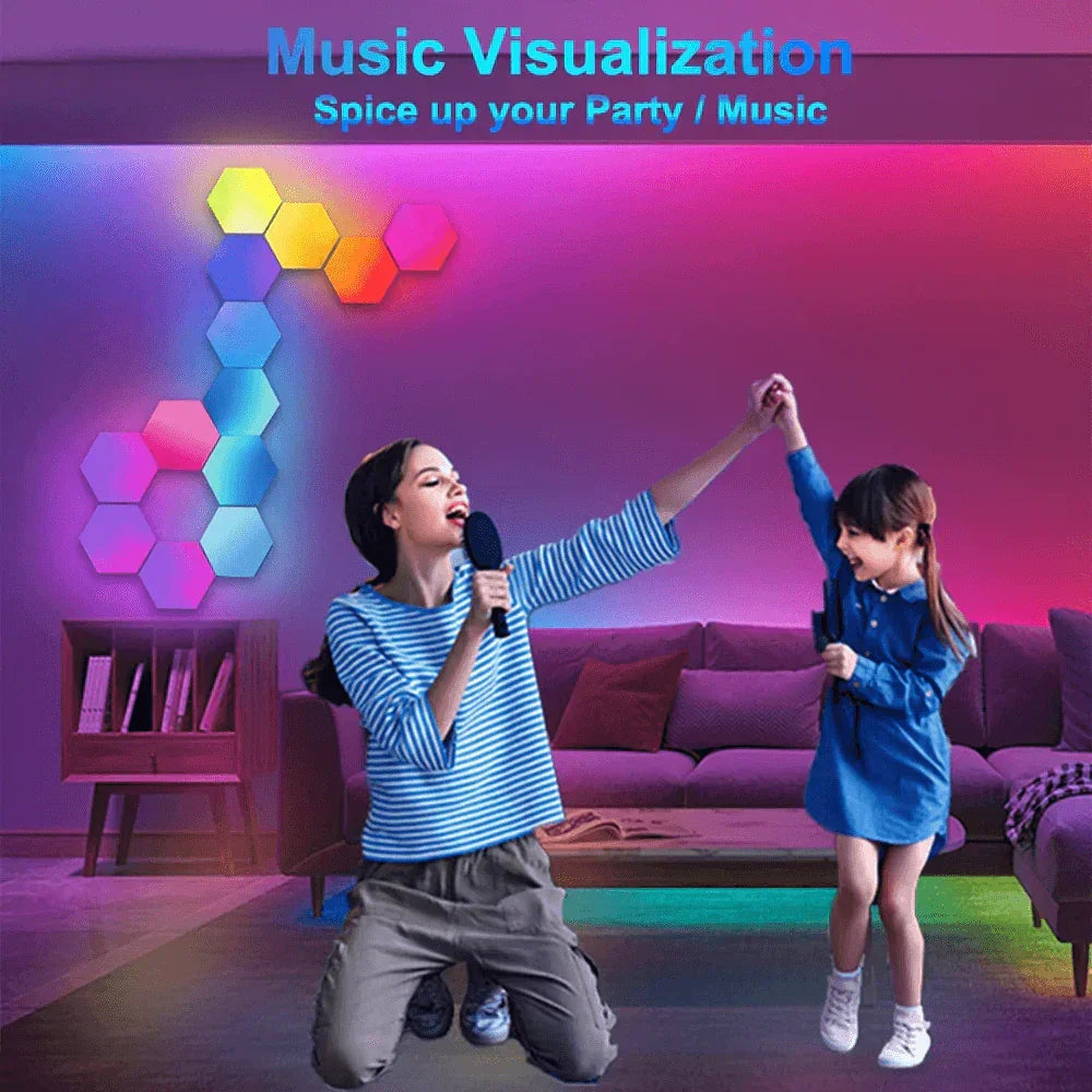 Color rgb bluetooth led hexagon light wall with app+ remote control - lights