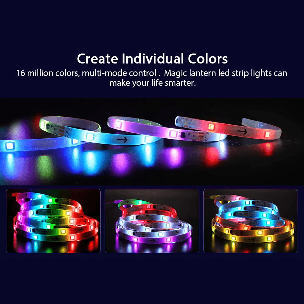 Dream color led strip lights with remote controller waterproof - lightning | strip lights