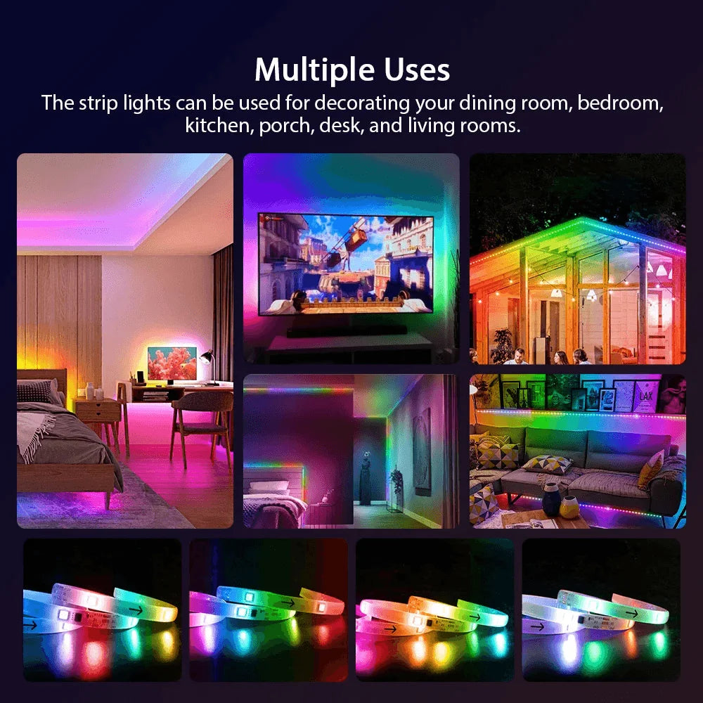Dream color led strip lights with remote controller waterproof - lightning | strip lights