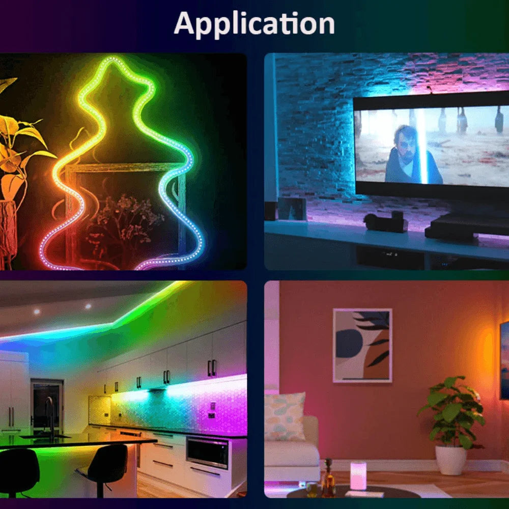Dream color led strip lights with remote controller waterproof - lightning | strip lights